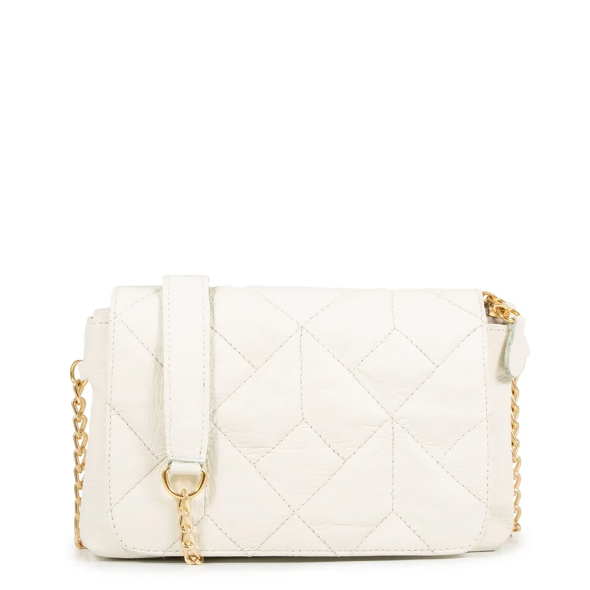 Bolsa Tiracolo Couro Off White Matelassê