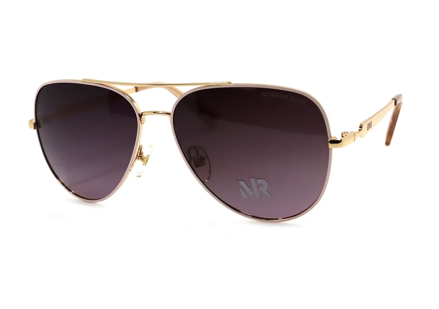 Óculos Morena Rosa Aviador Detalhe Lateral Dourado