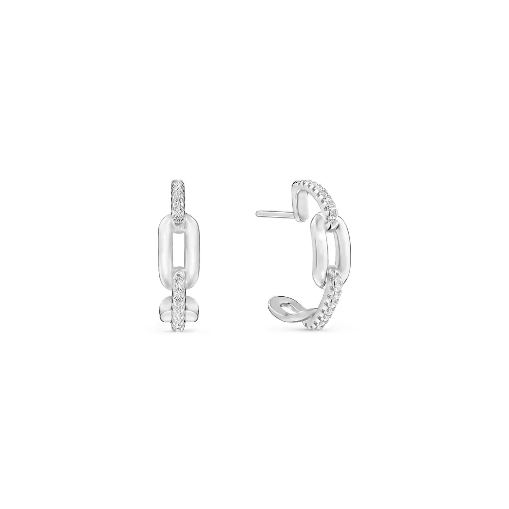 Argola Chains em Prata 925 com Safiras Incolores, 17,4mm — imagem 1