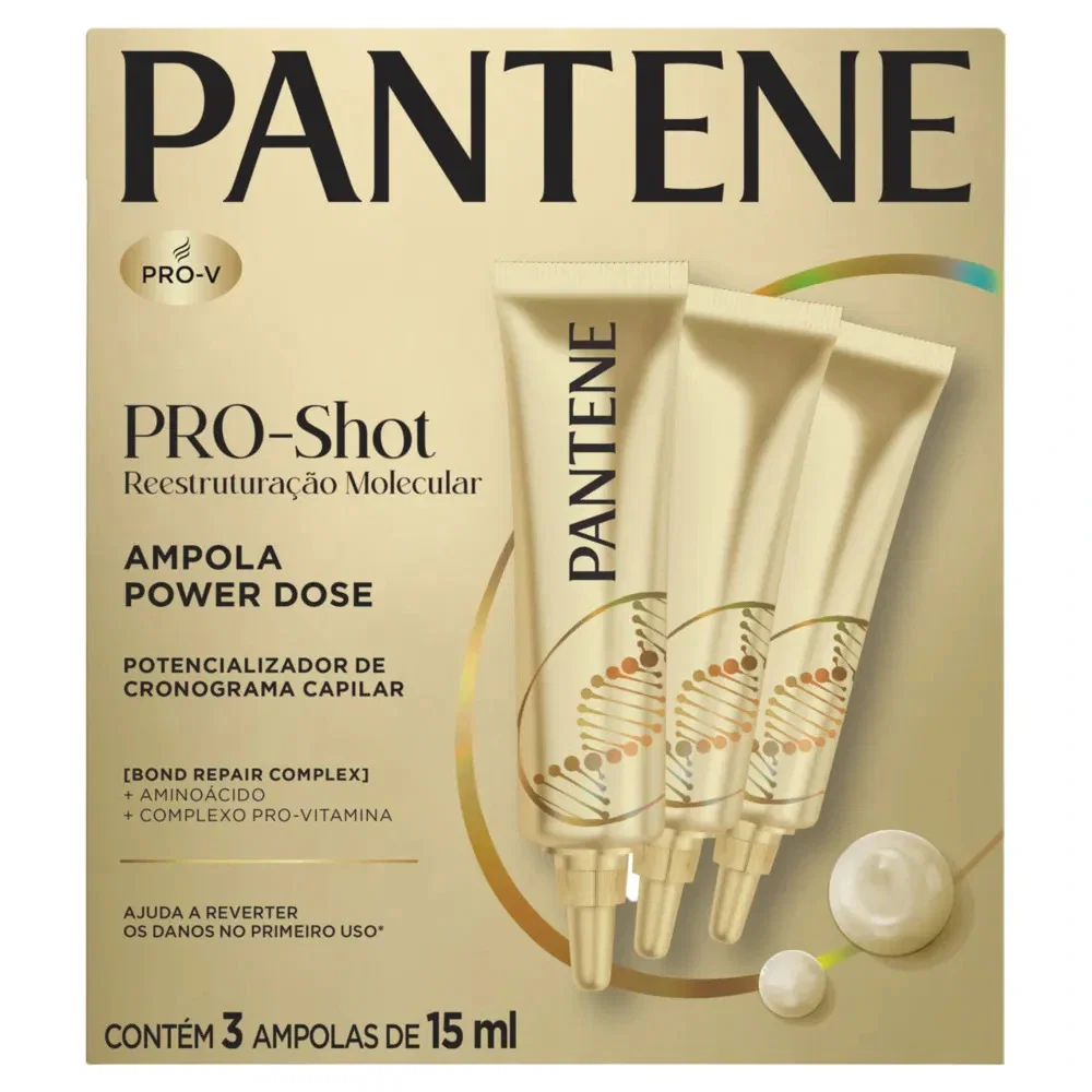 Kit 3 Ampolas Pantene Pro-Shot Reestruturação Molecular 15ml