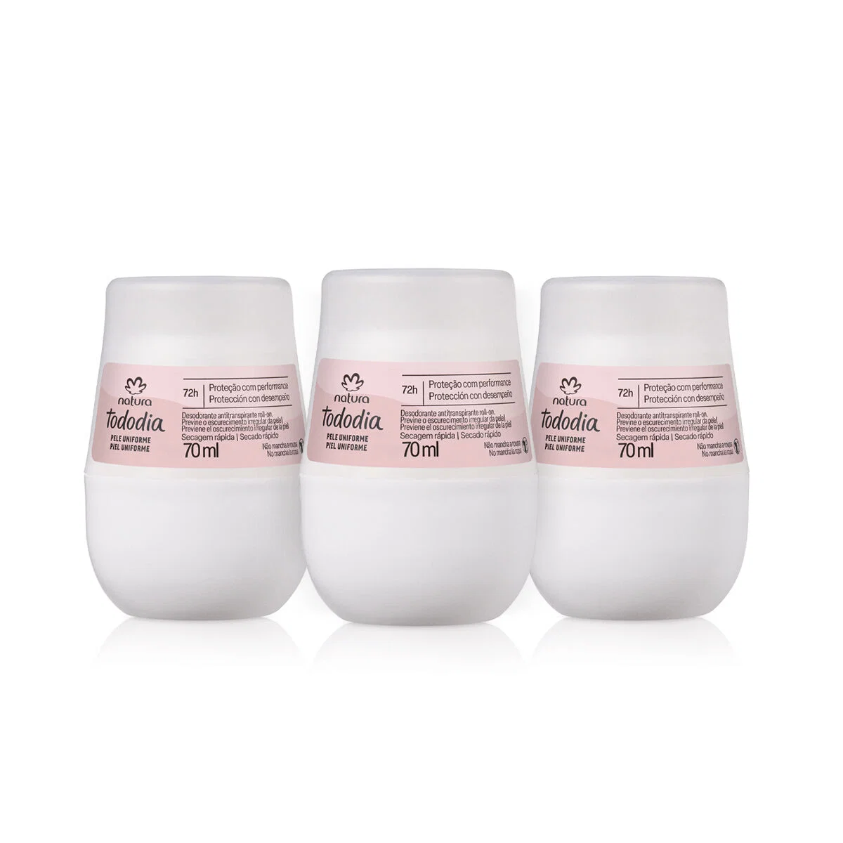 Kit Desodorante Antitranspirante Roll-on Tododia Pele Uniforme 70 ml (3 unidades)