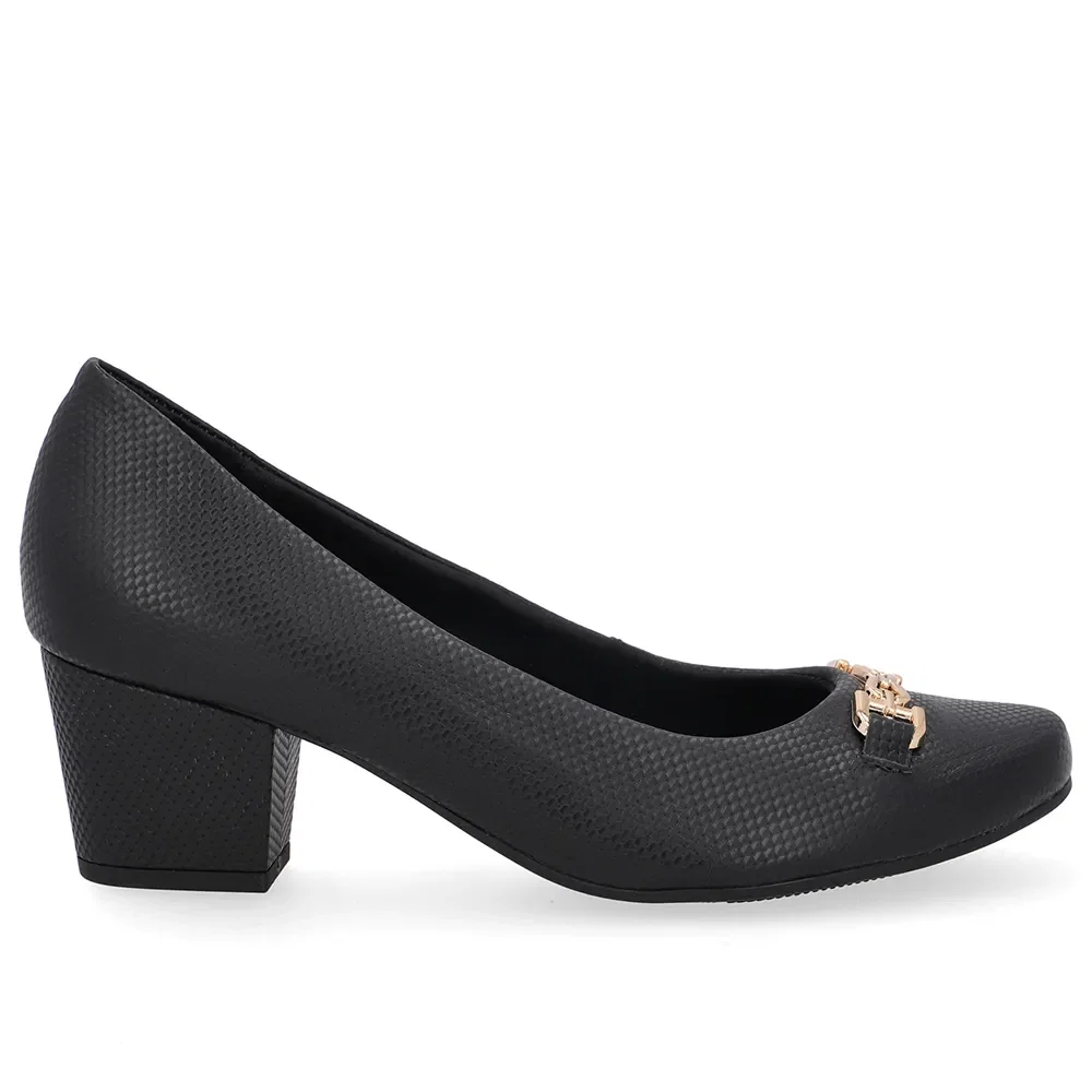Scarpin Couro Preto Detalhe Bridão — imagem 1