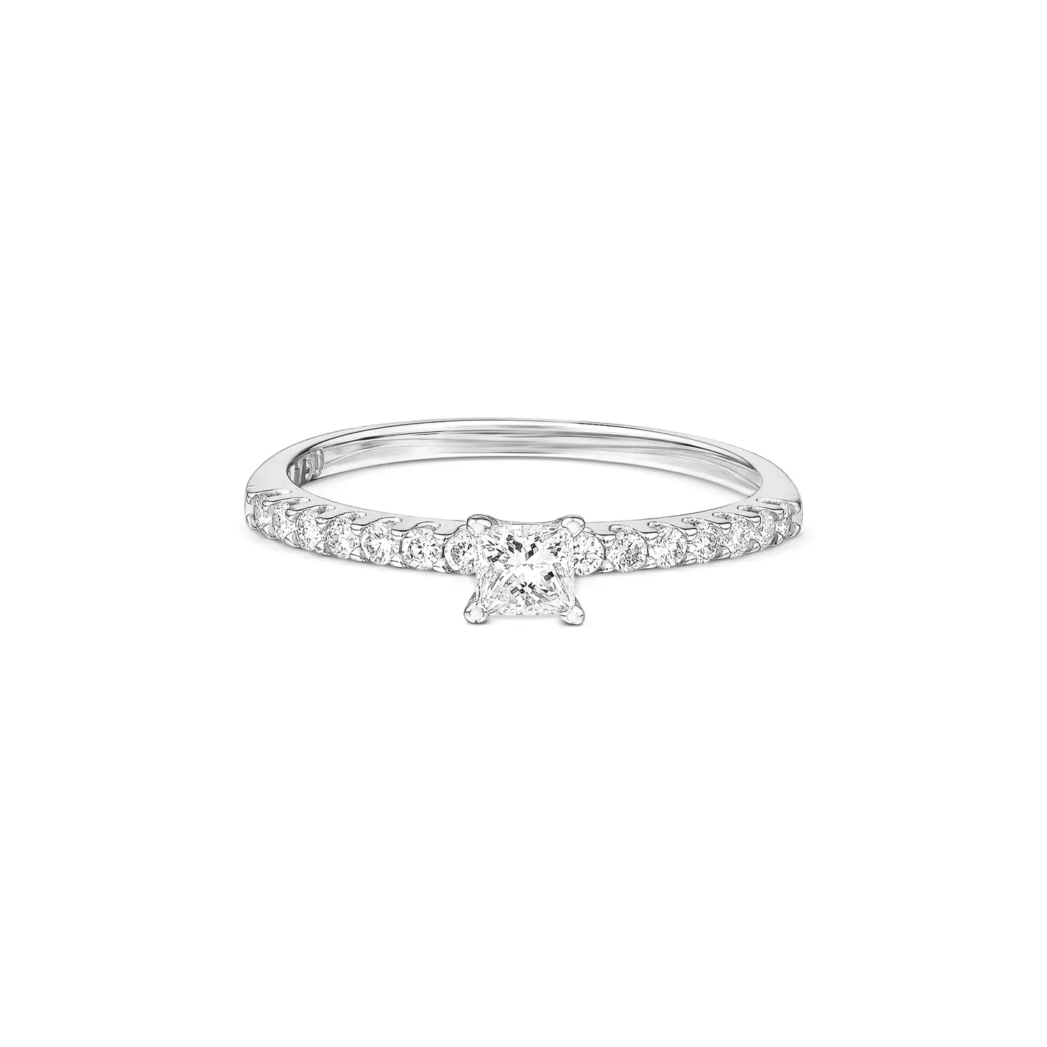 Anel Solitário Princess em Ouro Branco 18k com 0,46ct de Diamante — imagem 1