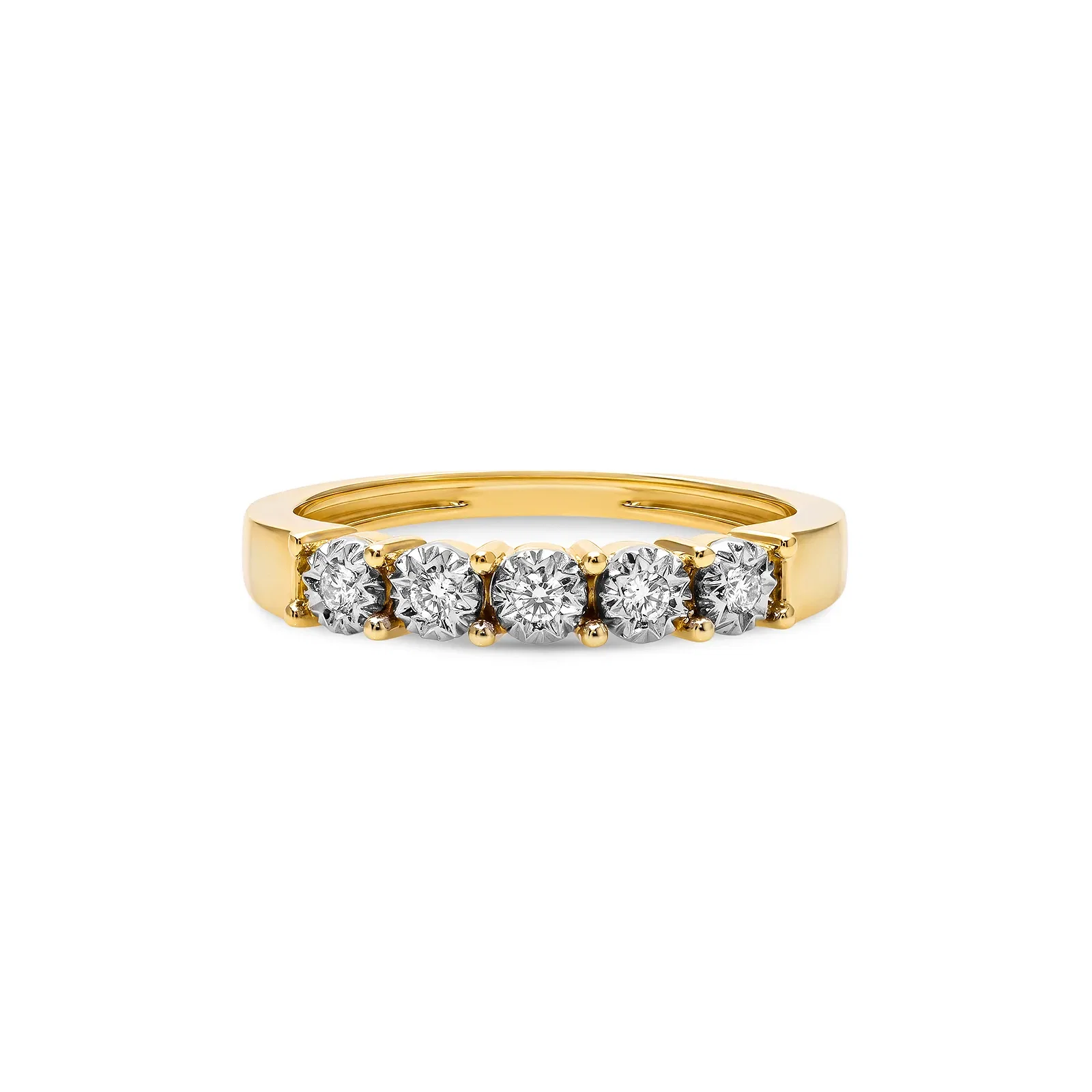 Meia Aliança Illusion em Ouro Amarelo 18k com 0,075ct de Diamante