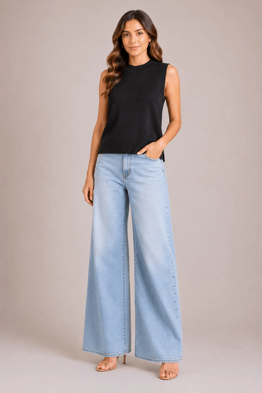 Regata Tricot Decote Careca - Preto — imagem 1