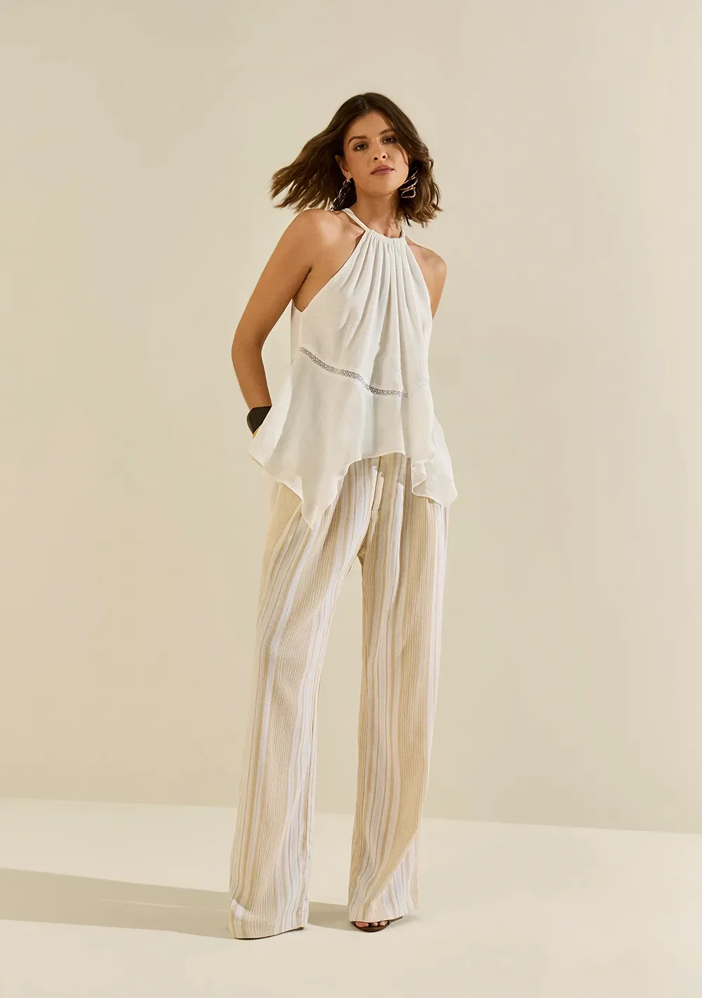 Calça Morena Rosa Wide Alta Off White