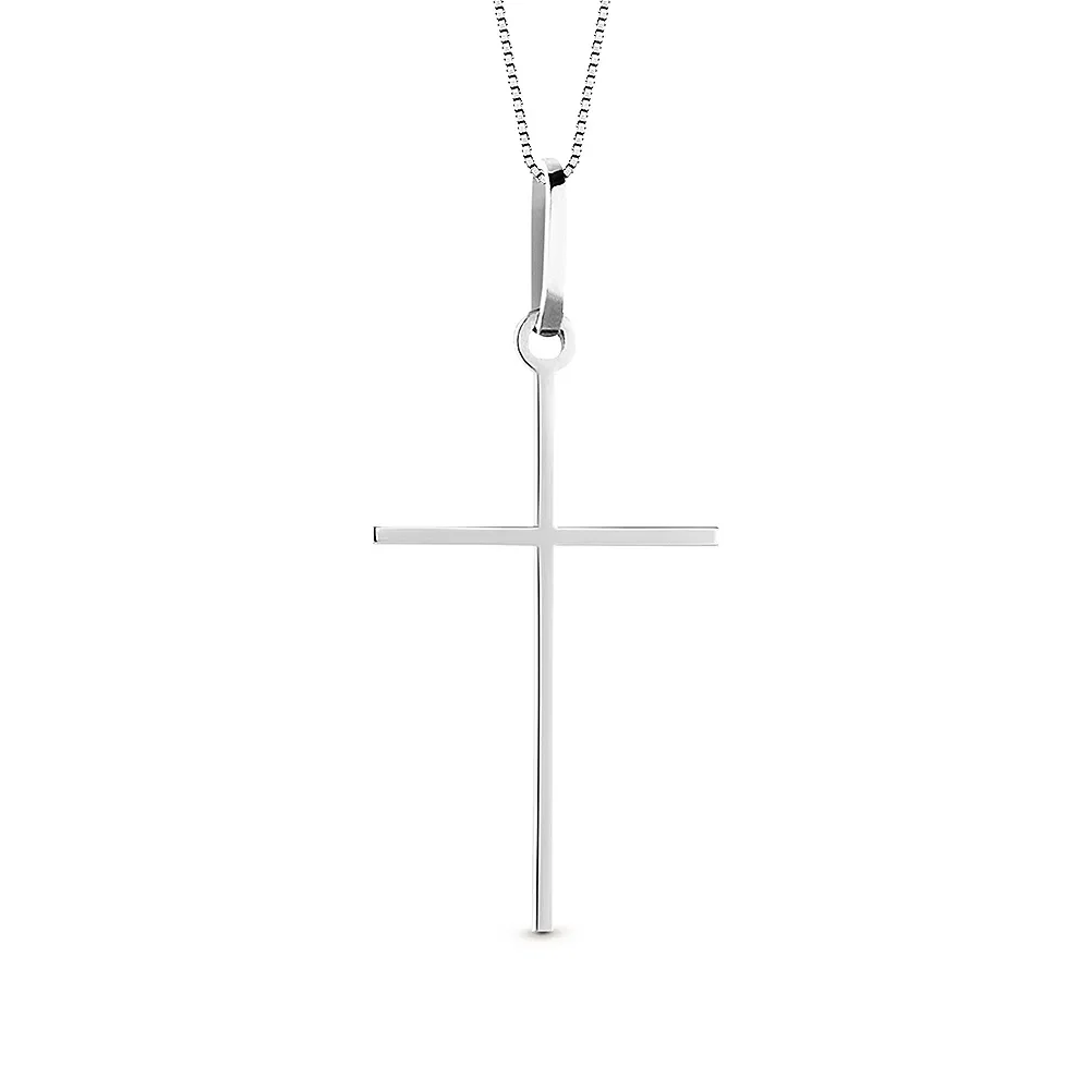 Pingente Cruz em Ouro Branco 18k, 31.5mm