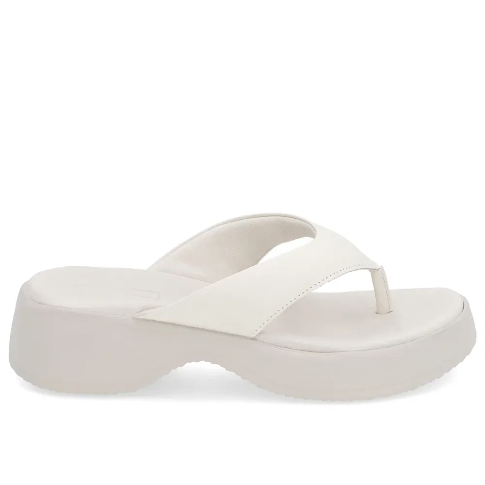 Chinelo Salto Plataforma Couro Branco Marfim — imagem 1