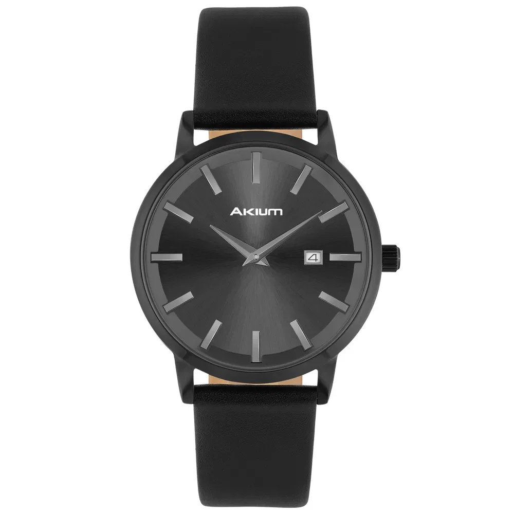 Relógio Akium Slim Masculino Couro Preto — imagem 1