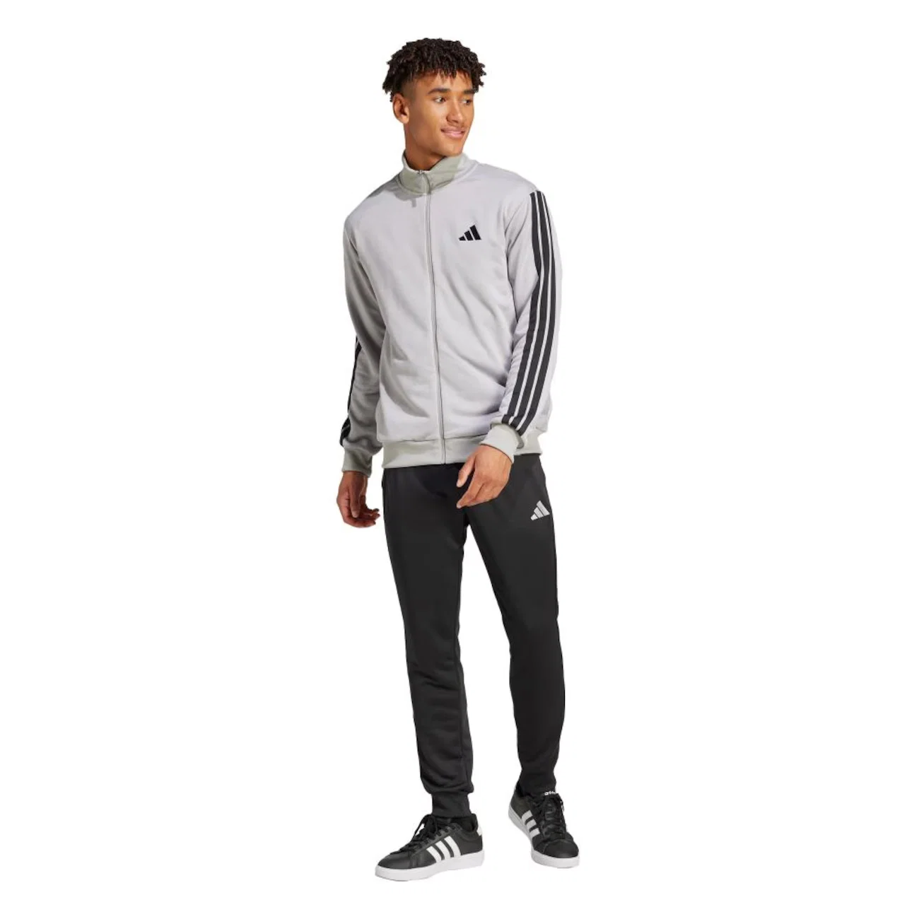 Agasalho Moletinho Masculino Adidas Sportswear Basic Três Listras