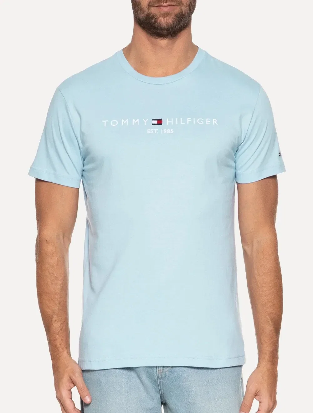 Camiseta Tommy Hilfiger Masculina Core Logo Tee Azul Claro — imagem 1