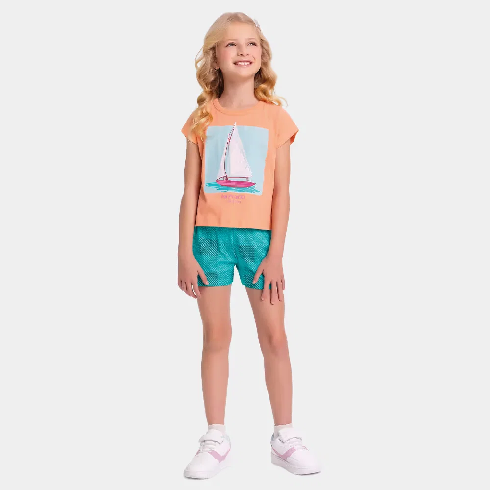 Conjunto blusa de barco e short xadrez