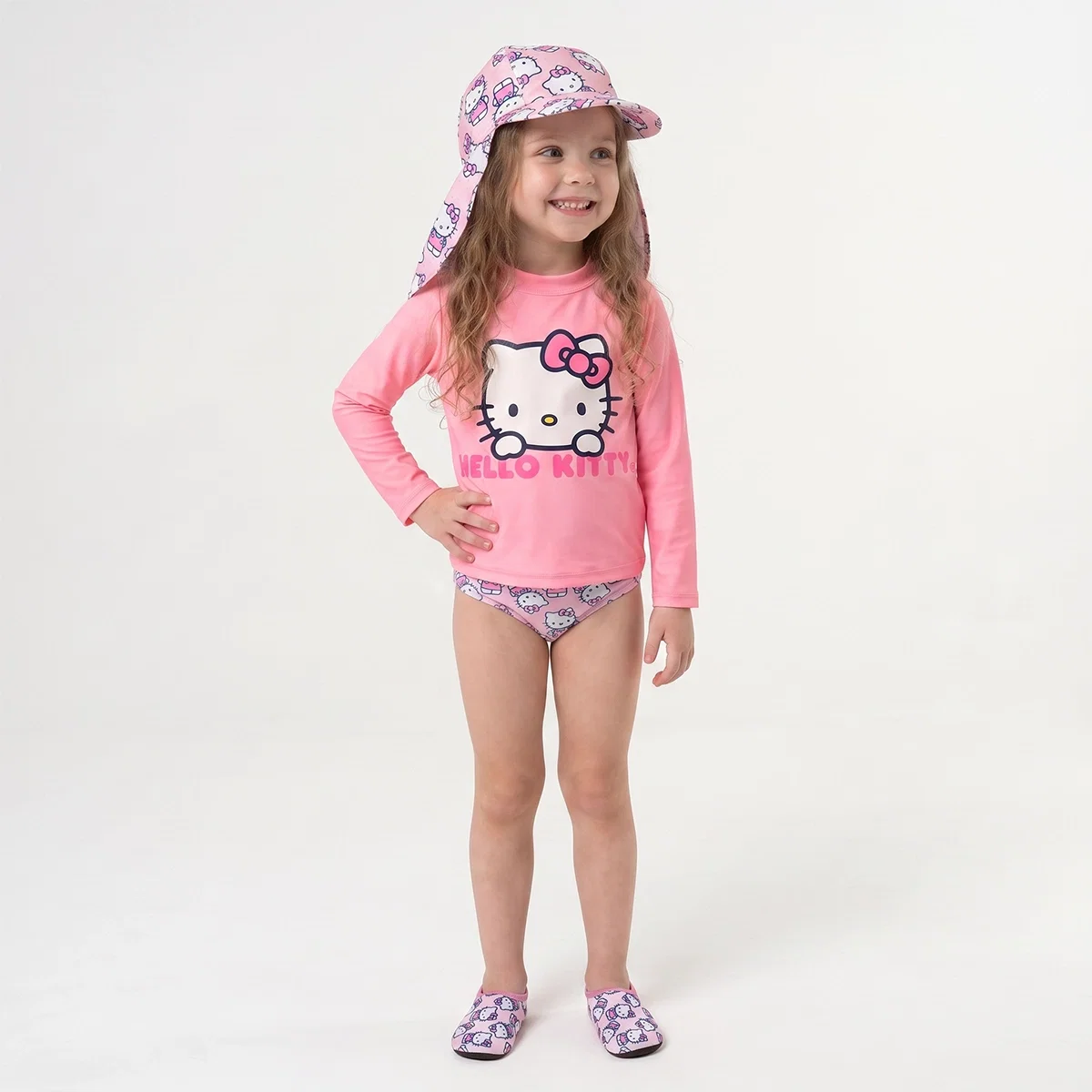 Kit Praia 3 Peças Kids Hello Kitty Lycra Proteção Uv 50+ Tip Top