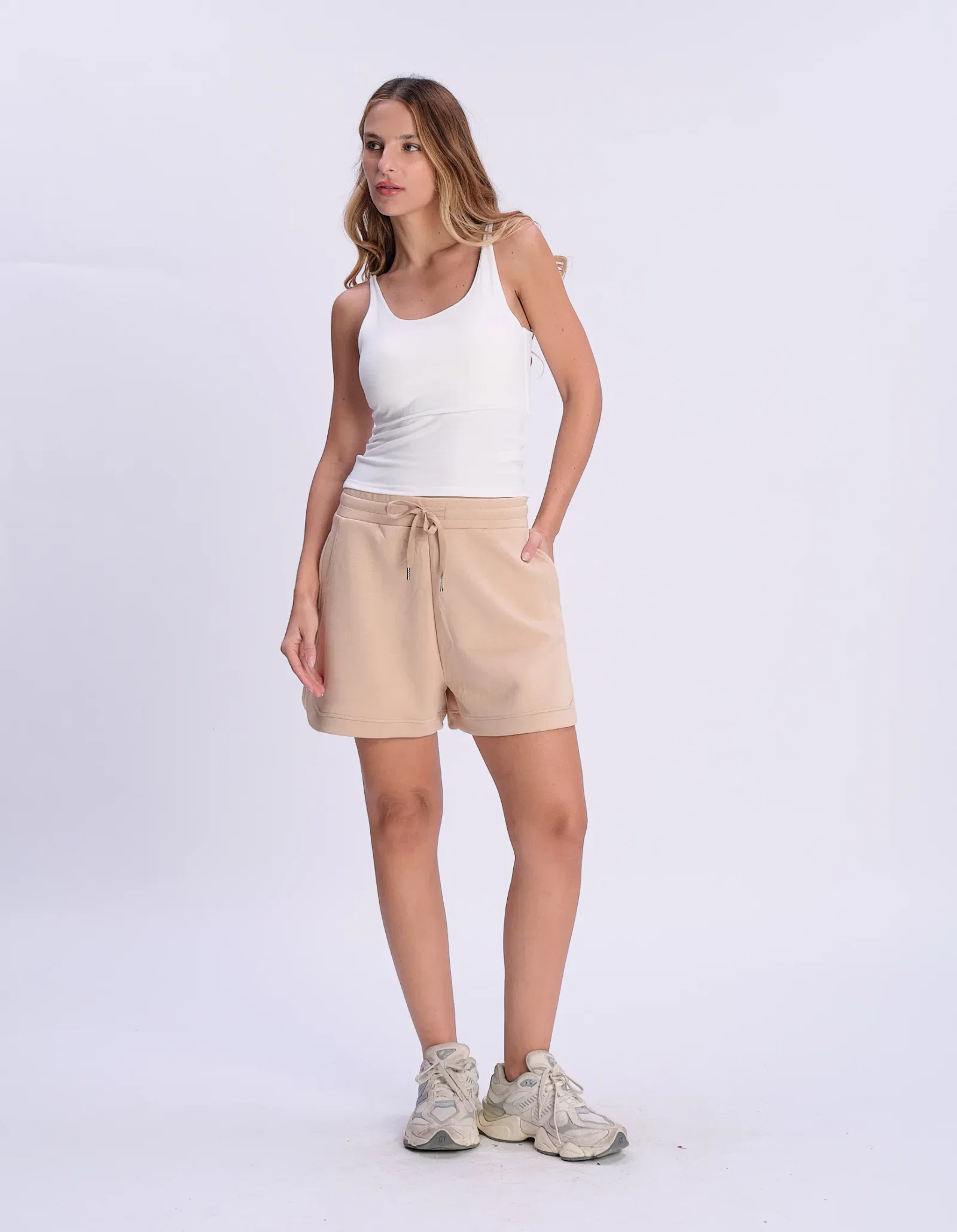 Short Comfort Fraldado Cós Amarração - Caqui — imagem 1