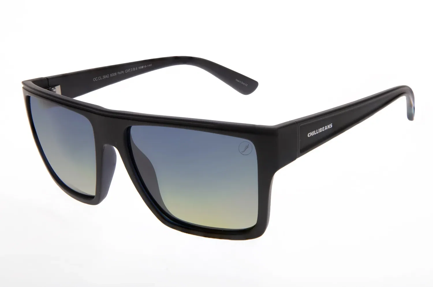 Óculos de Sol Masculino Chilli Beans Clássicos Quadrado Polarizado Degradê Azul — imagem 1
