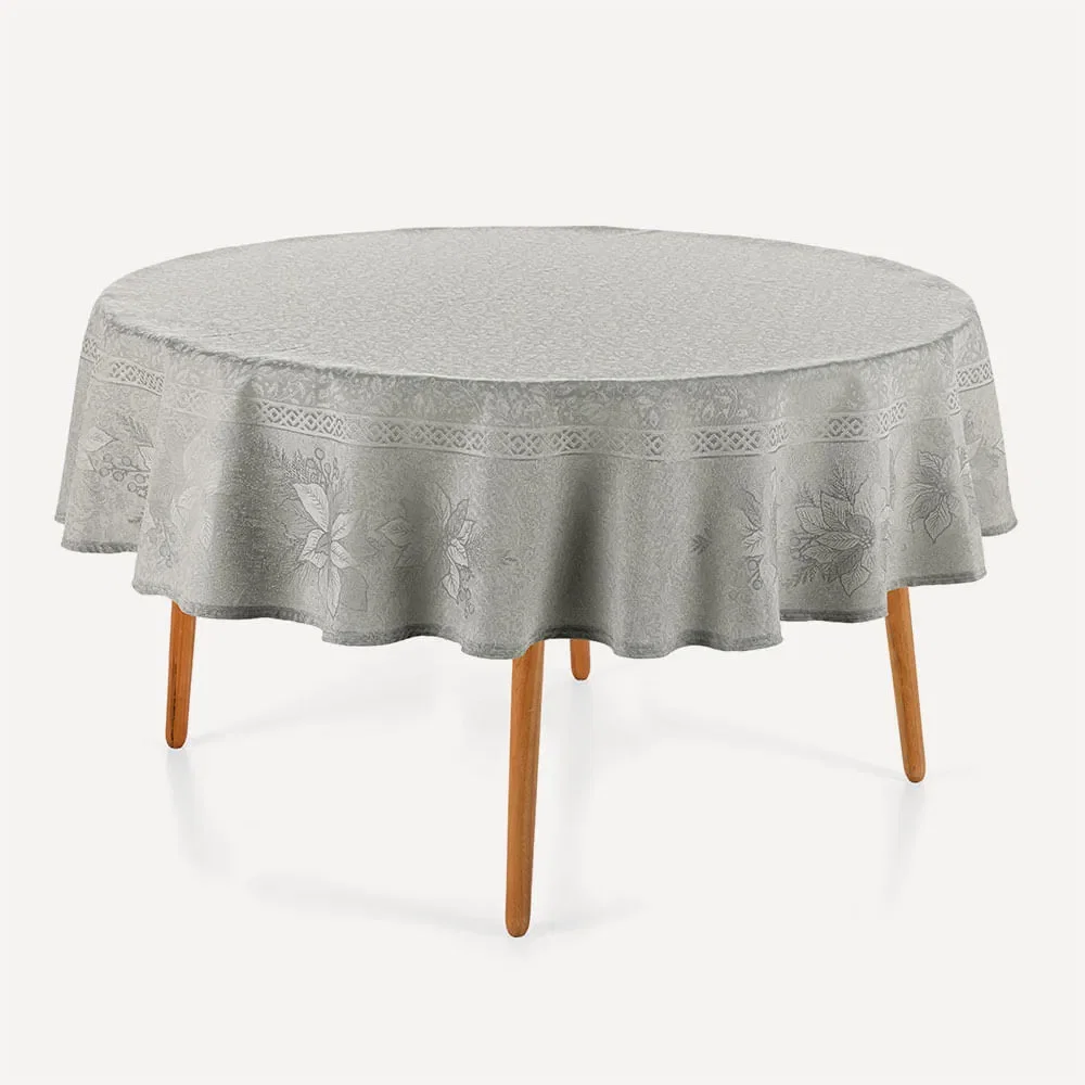 Toalha de Mesa Redonda 6 Lugares Flor Estrela Cinza Névoa — imagem 1