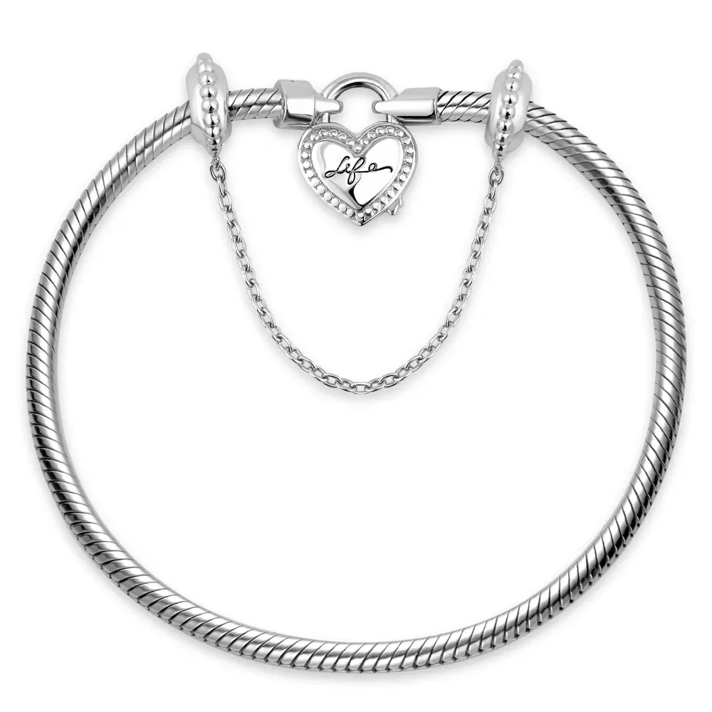 Pulseira Life Cadeado Coração em Prata 925 — imagem 1