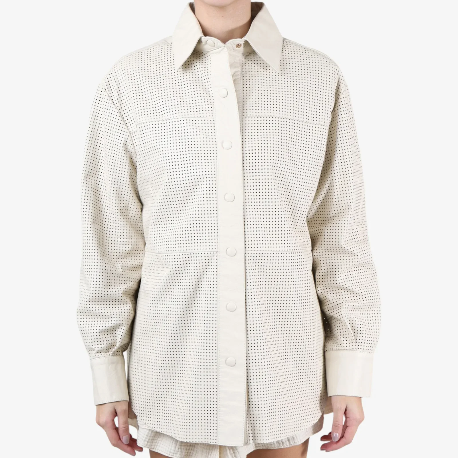 Camisa Manga Longa Couro Off White Algodão