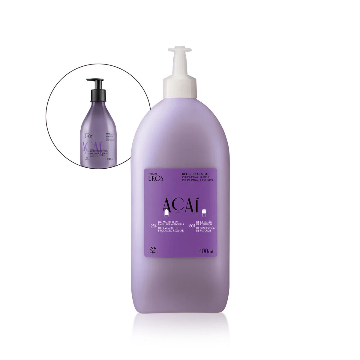 Refil Polpa Desodorante Hidratante Para o Corpo Ekos Açaí 400 ml