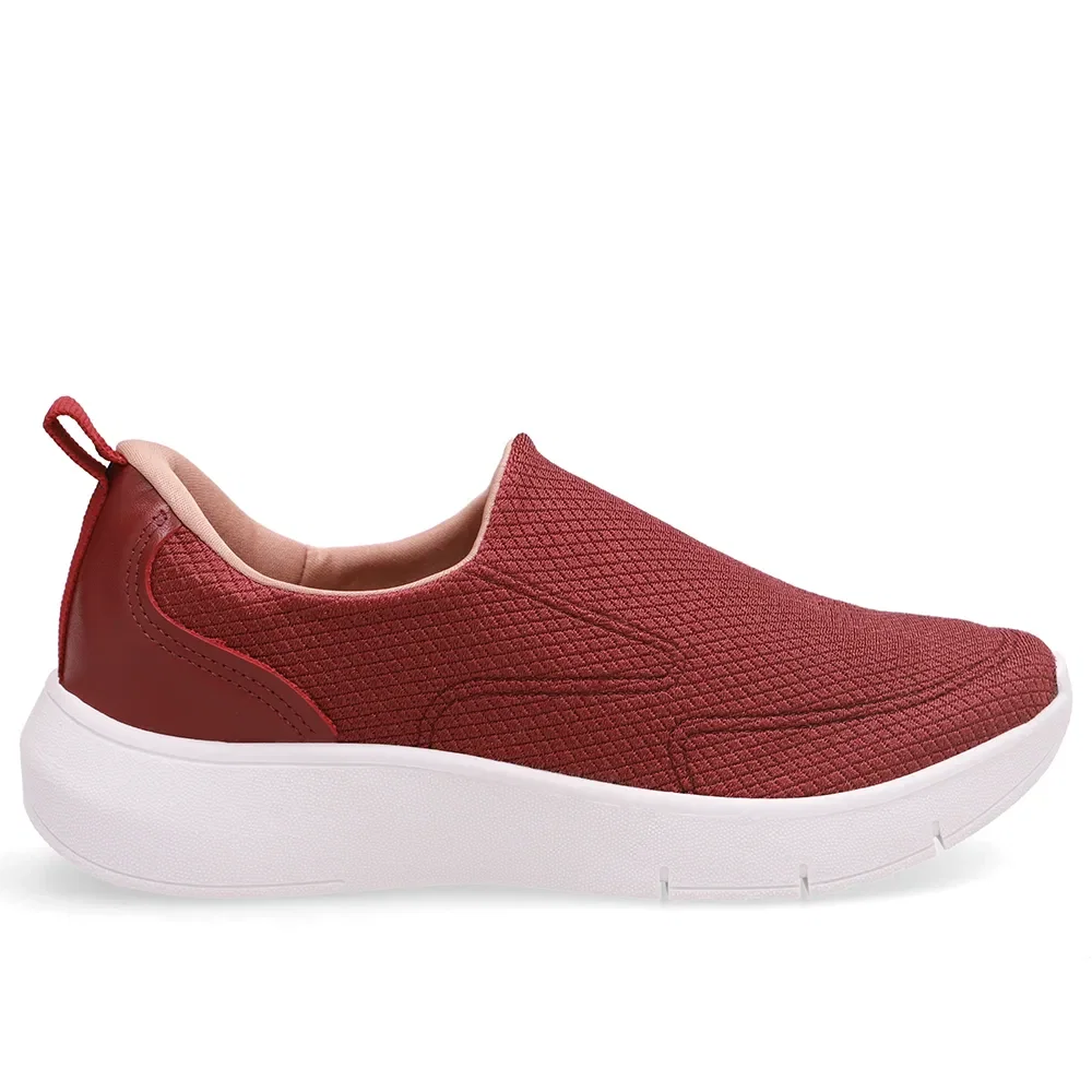 Tênis Vermelho Slip On Em Tecido e Couro — imagem 1