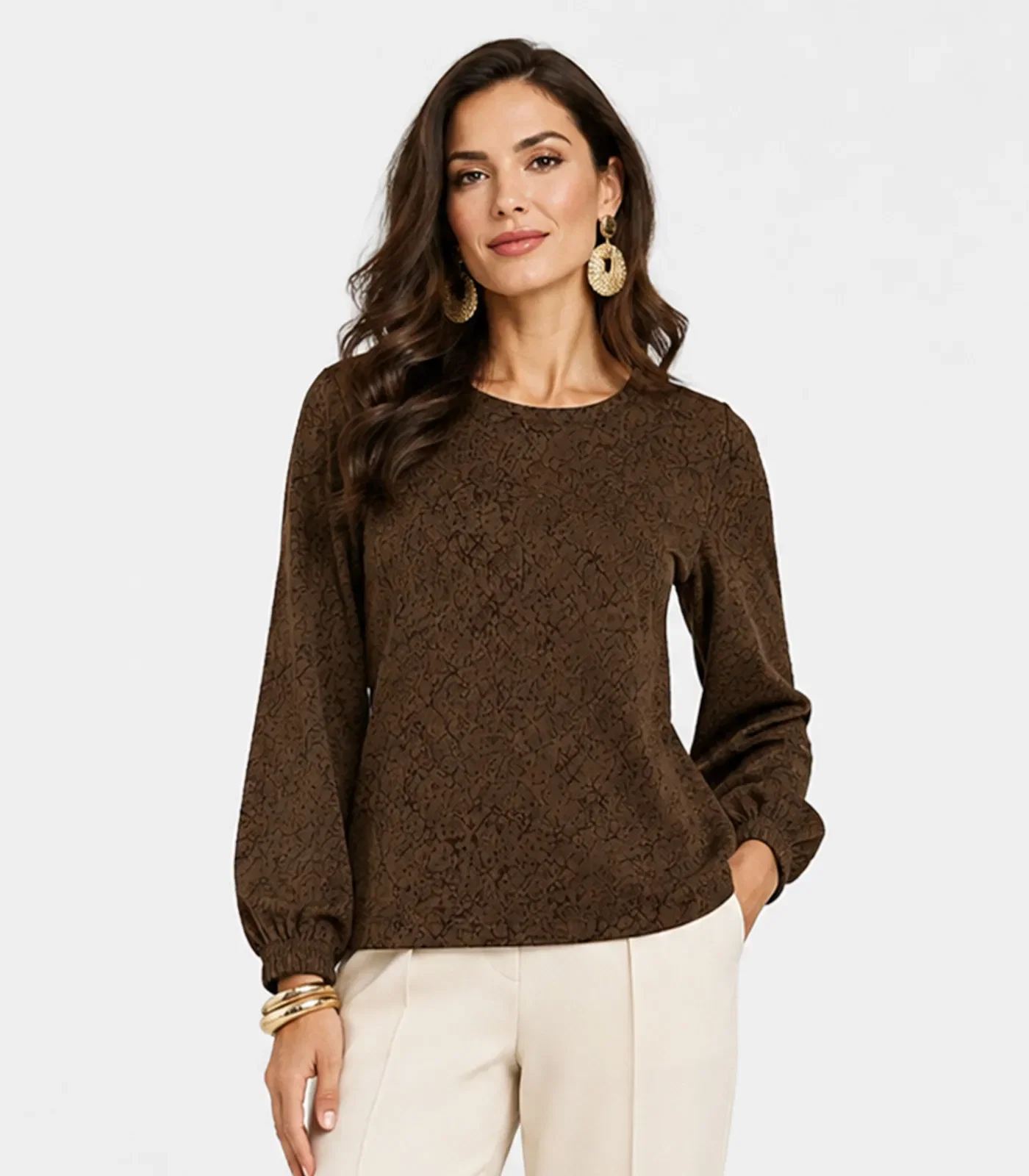 Blusão Feminino Em Tecido Aspen Infinita Cor Marrom