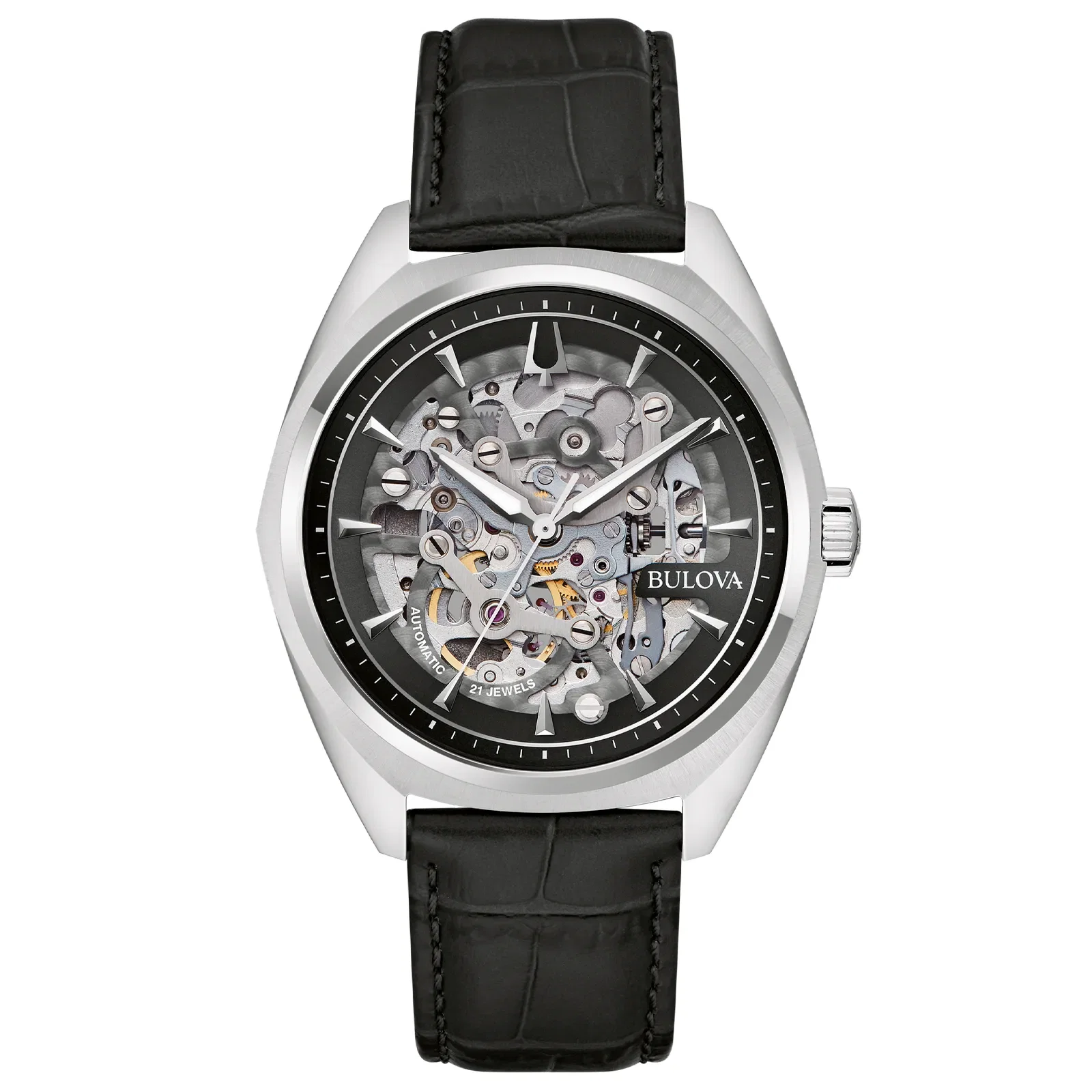 Relógio Bulova Sutton Automático Masculino em Couro Preto 96A310
