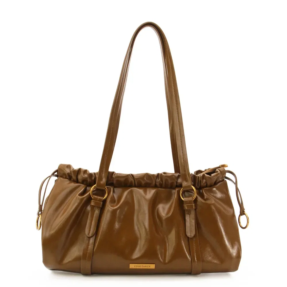 Bolsa de Ombro Franzida Caramelo