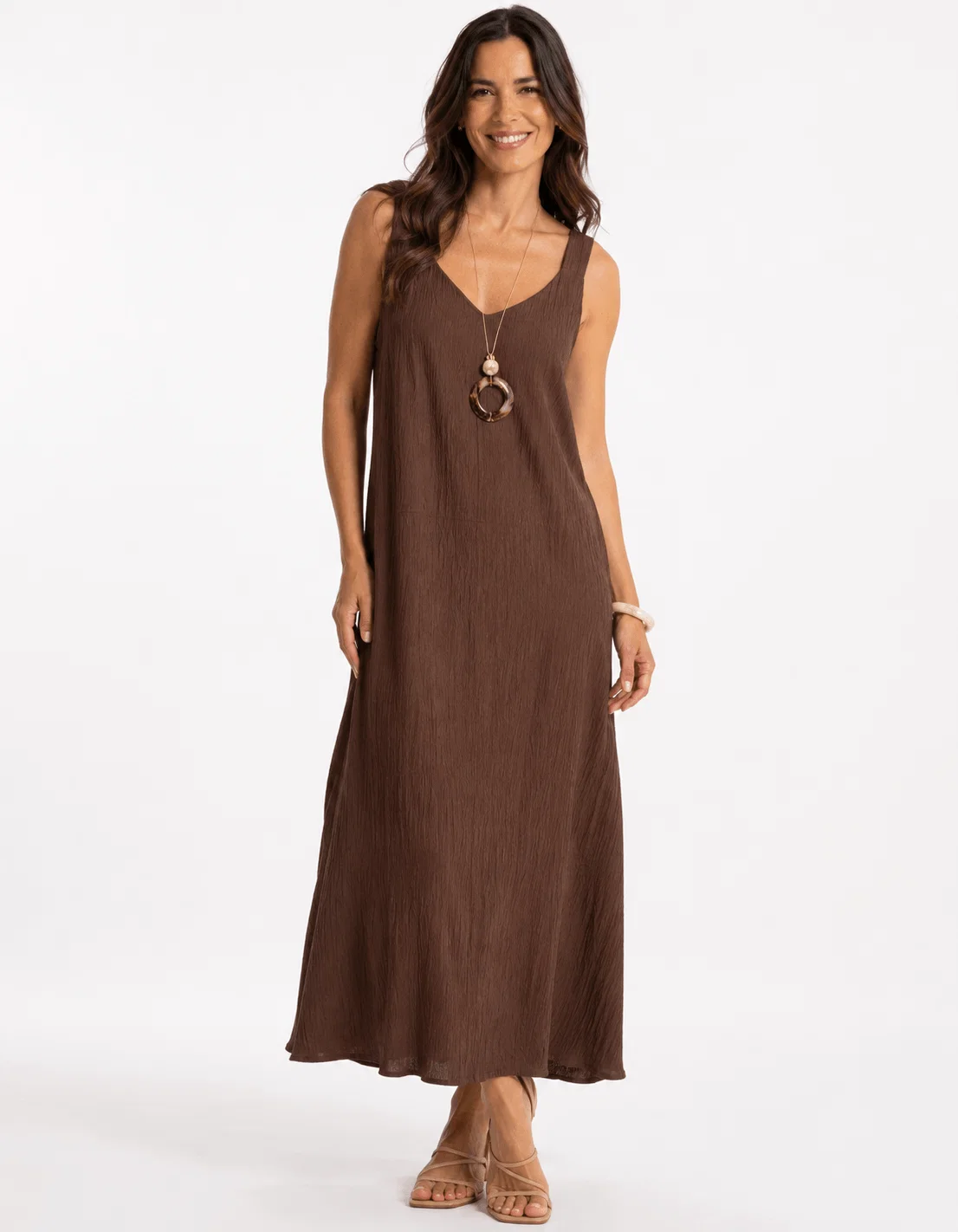Vestido Longo Alca Larga - Cafe