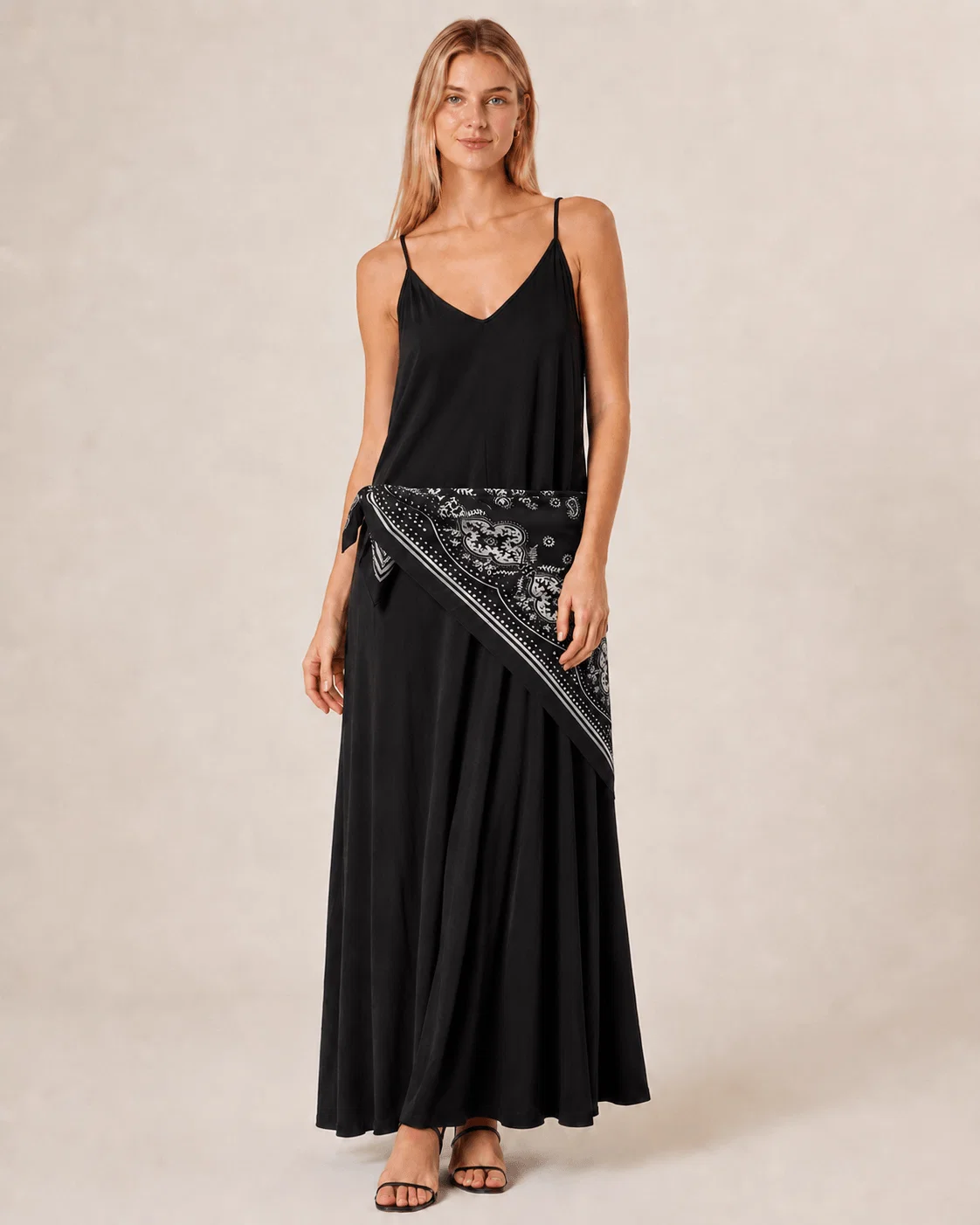 Lenço Cashmere Moldura Poá - Preto — imagem 1