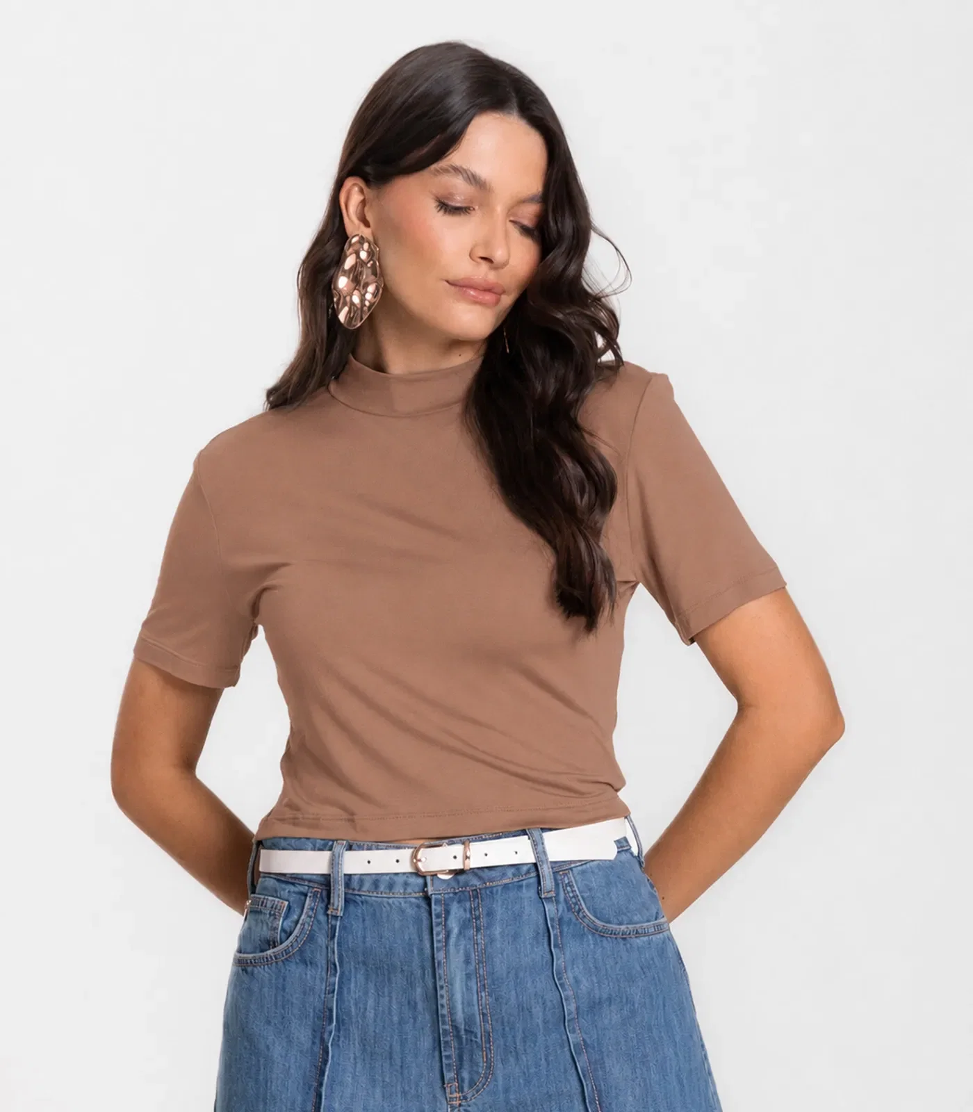 Blusa Cropped Feminina Select Bege
