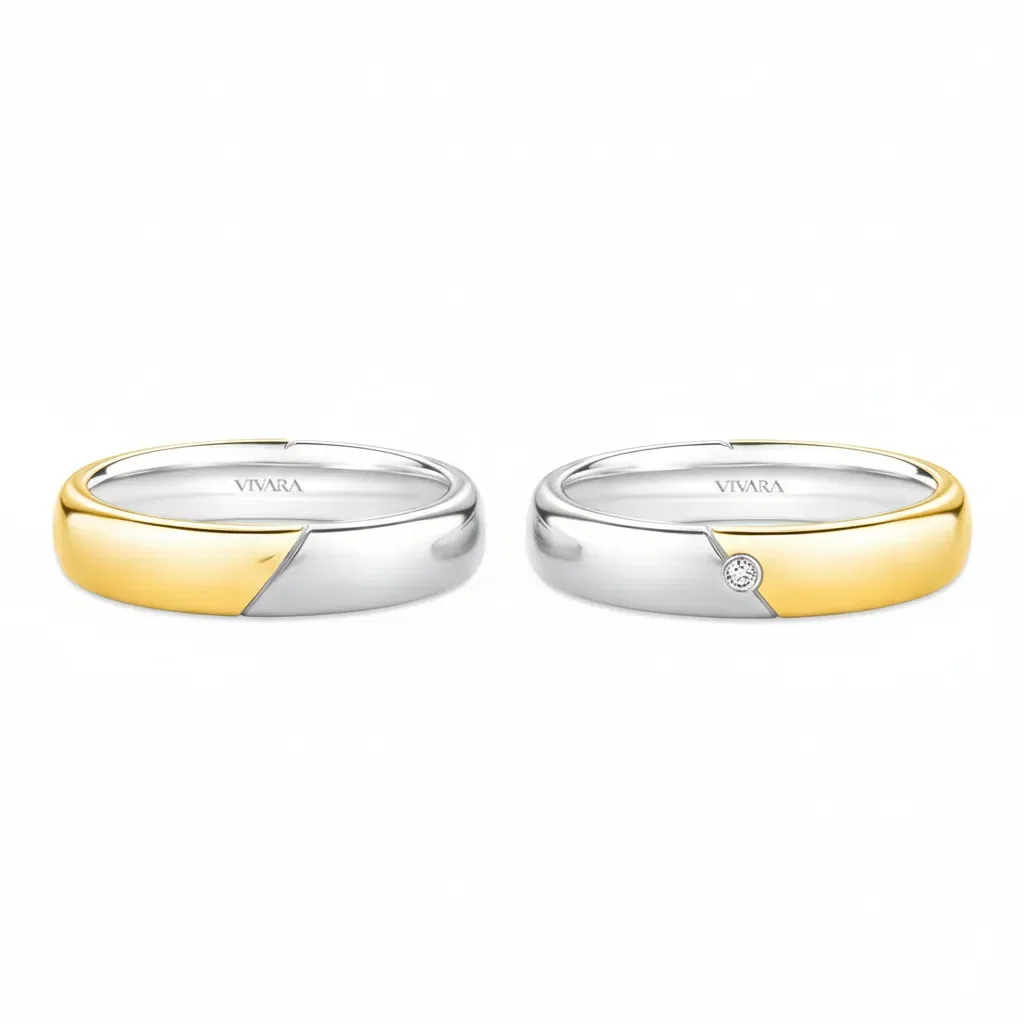 Conjunto Alianças Especial Date Prata 925 e Ouro amarelo 18k