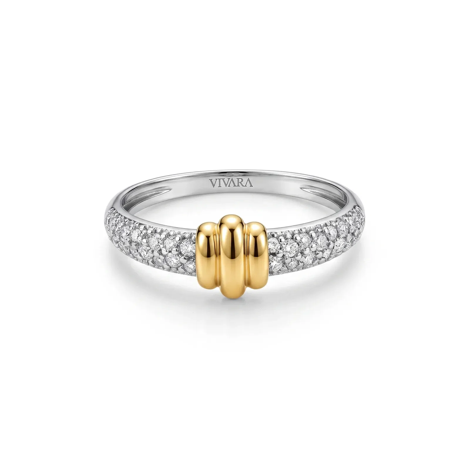 Anel Ópera em Ouro Branco com Ouro Amarelo 18k e Diamantes — imagem 1