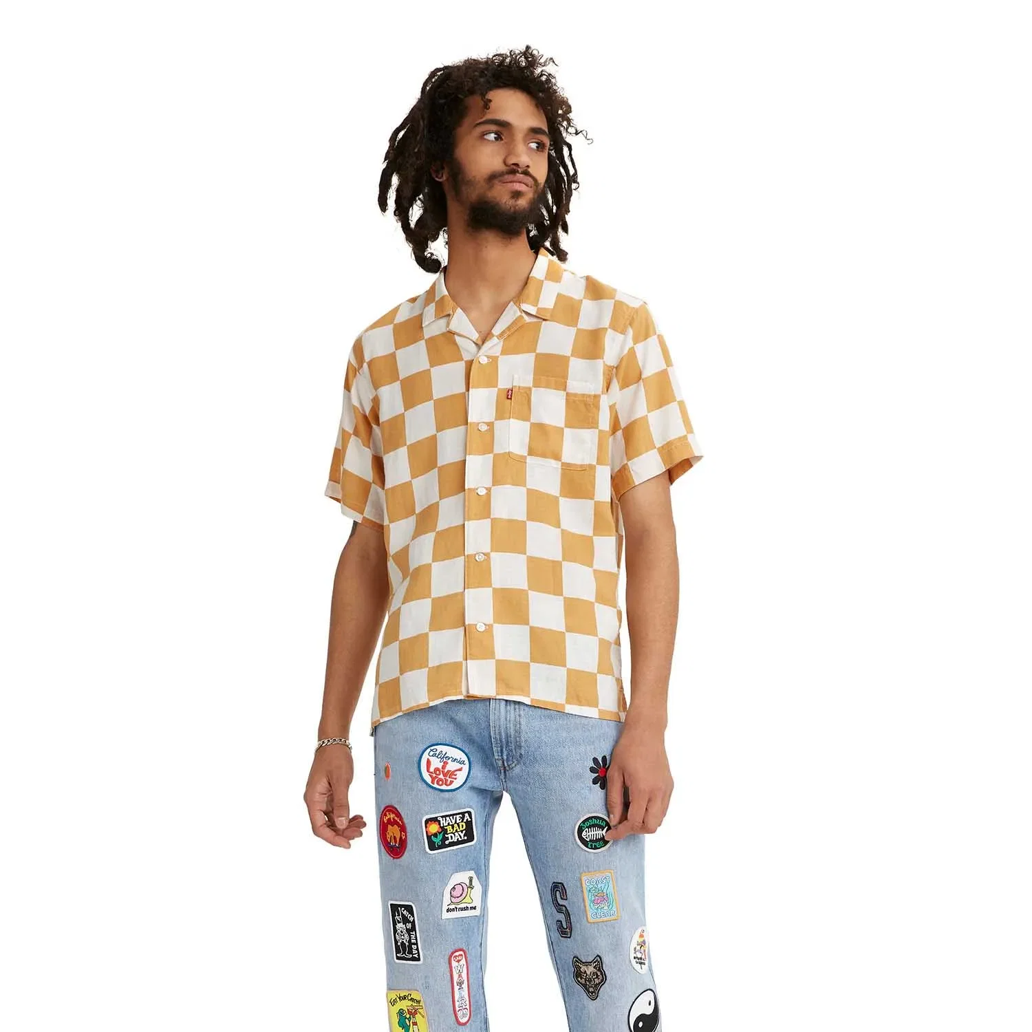Camisa Levi's® Cubano Quadriculado Laranja