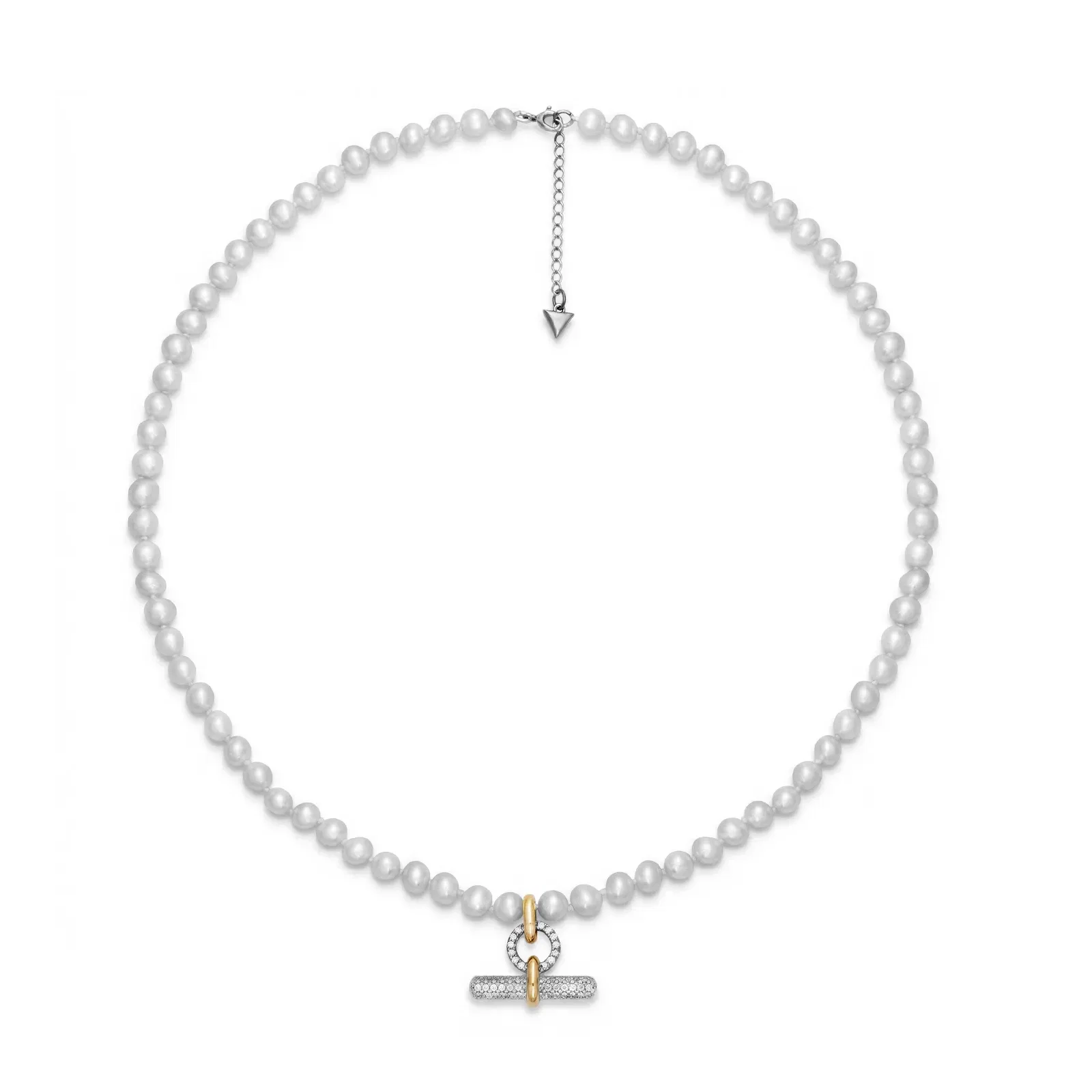 Colar Orbis em Prata 925 e Ouro Amarelo 18k com Pérolas e Safira Incolor — imagem 1