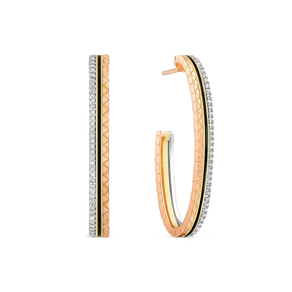 Argola Icona em Ouro Amarelo, Ouro Branco e Ouro Rosé 18k com Diamantes 0,57ct, 39mm — imagem 1
