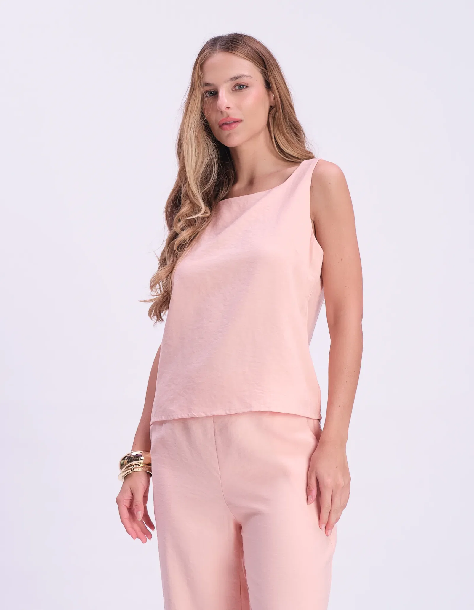 Blusa Sem Manga Alfaiataria - Rosa — imagem 1