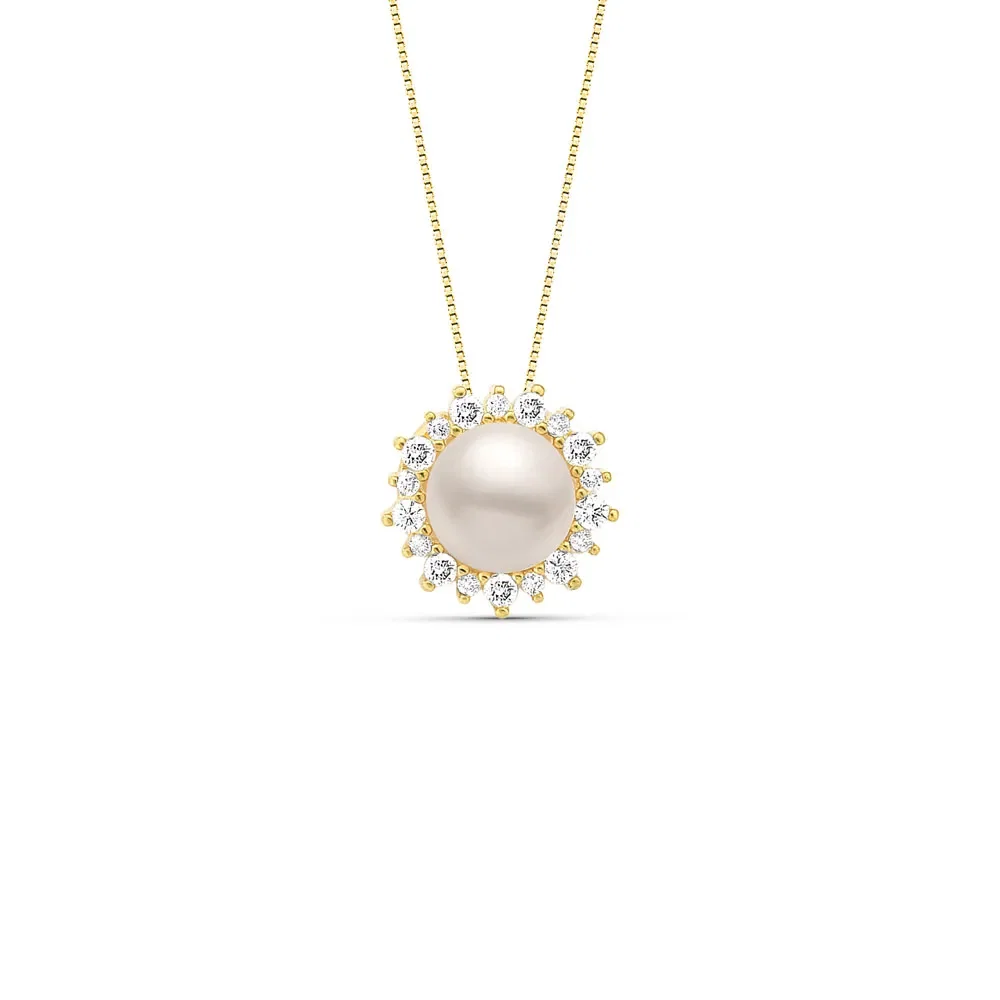 Pingente Paris em Ouro Amarelo 18k com Pérola e Diamantes, 11mm — imagem 1