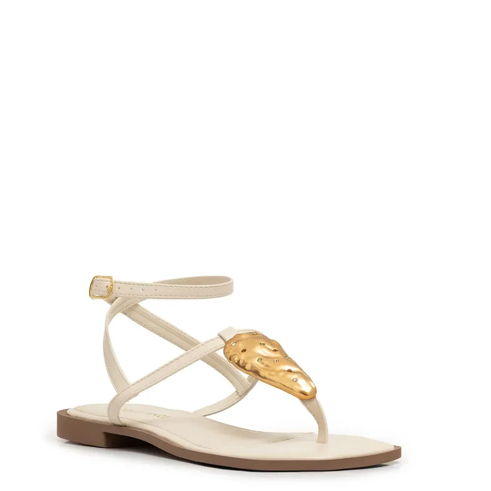 Rasteira Off White Enfeite Strass — imagem 1