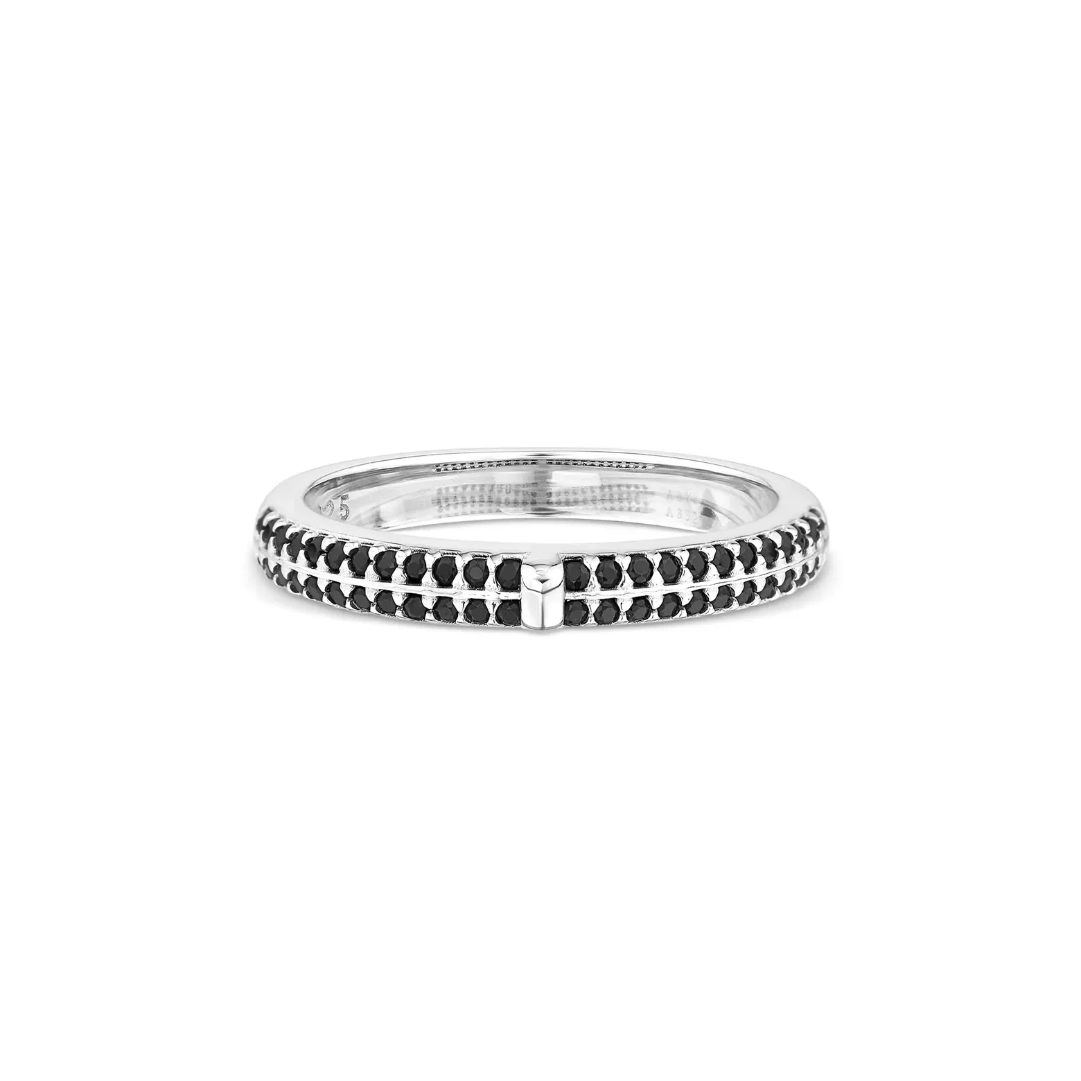 Anel Life Glam II em Prata 925 com Pedras Pretas