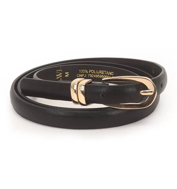 Cinto Feminino Fivela Arredondada E Passantes Personalizados 1.5cm