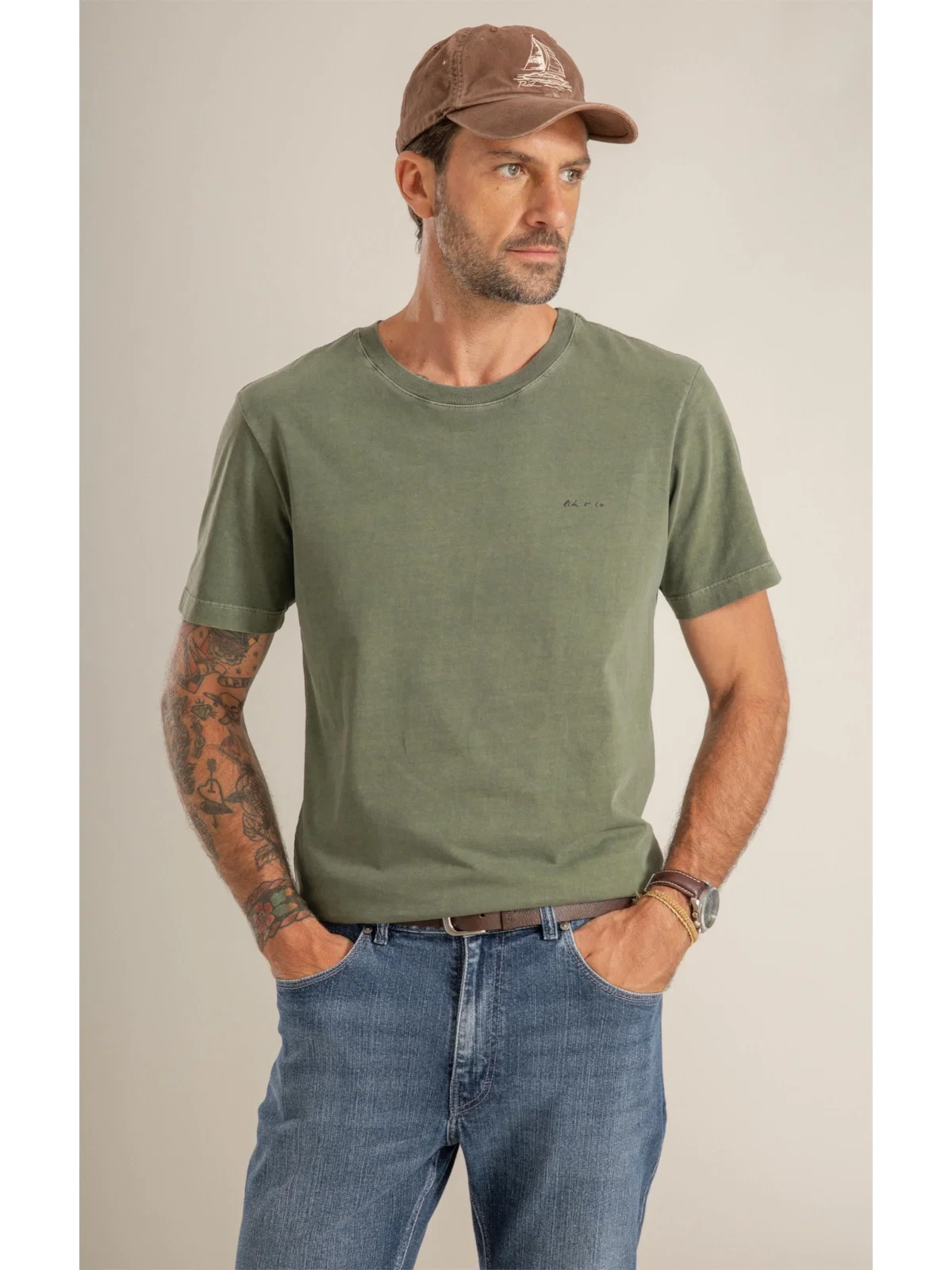 T-Shirt Mm Washed Poster Olive Costas Floresta — imagem 1