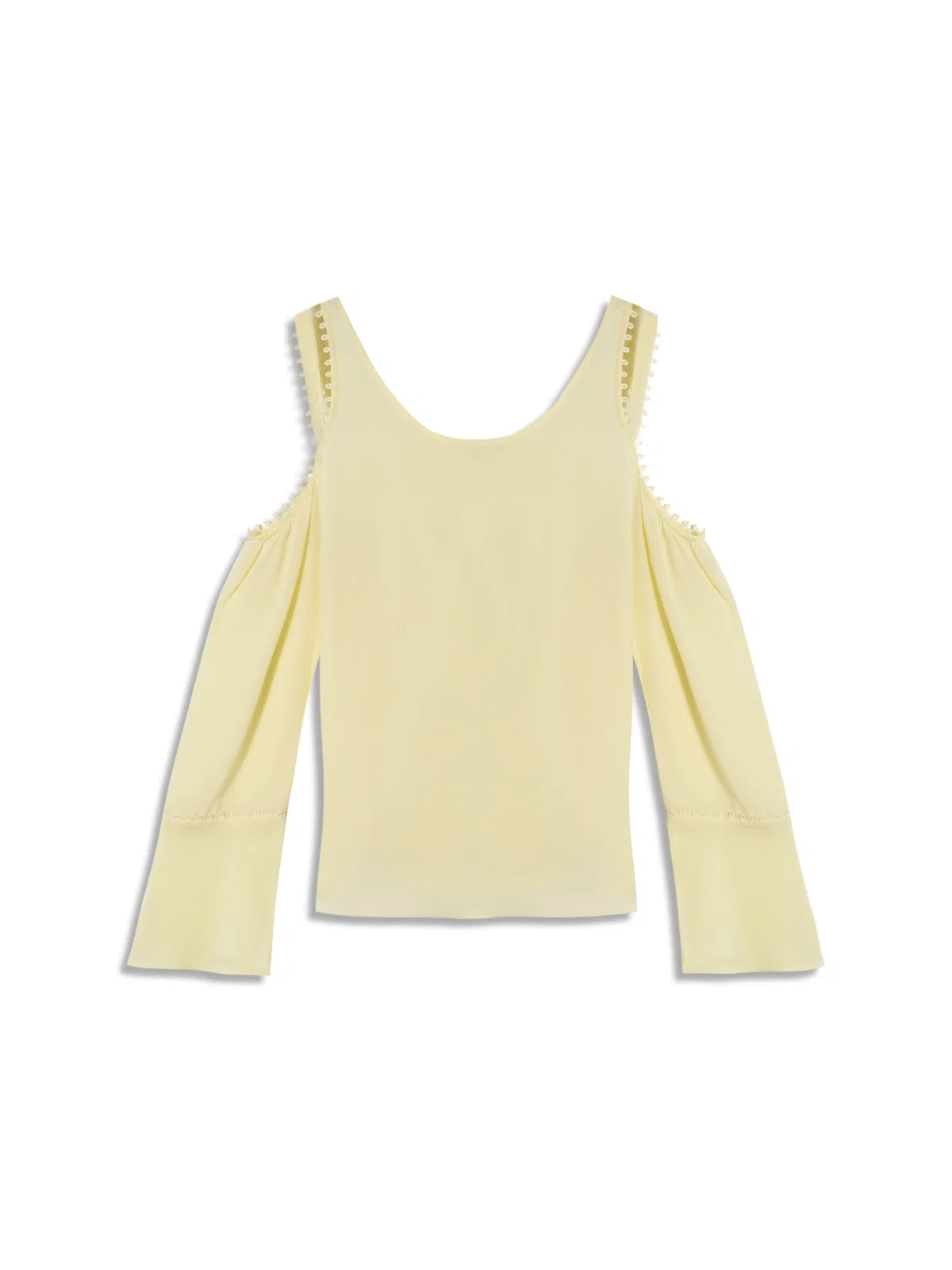 Blusa Manga Longa Seda Detalhes Amarelo Claro