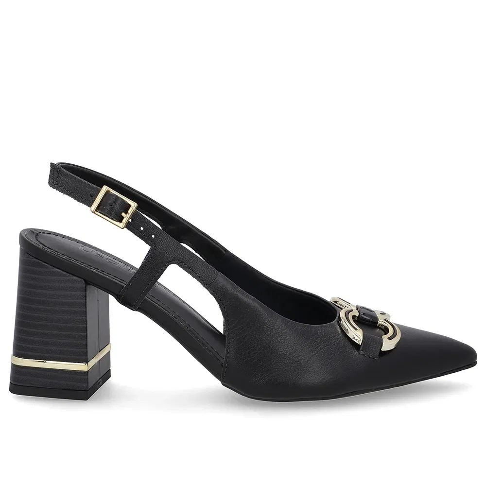 Slingback Preto Detalhe Salto Couro — imagem 1