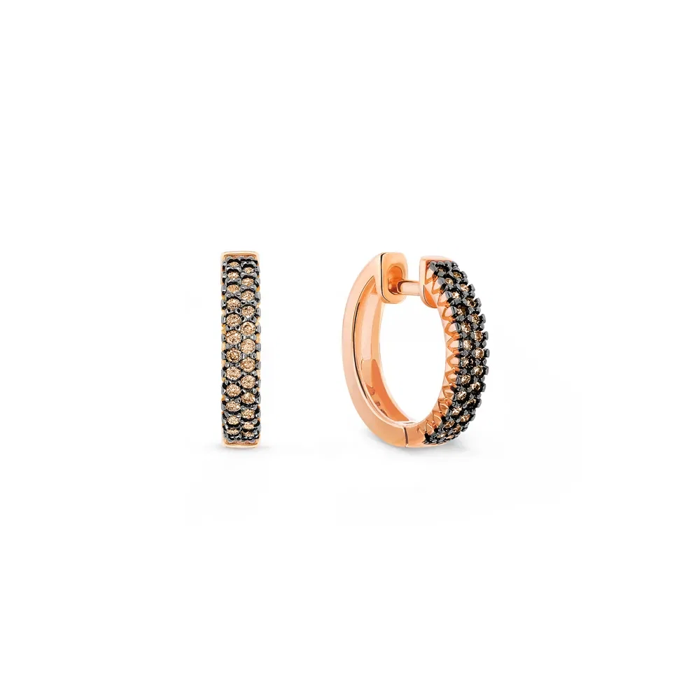 Brinco Argola Lumiere em Ouro Rosé 18k com Diamantes Brown, 14mm — imagem 1