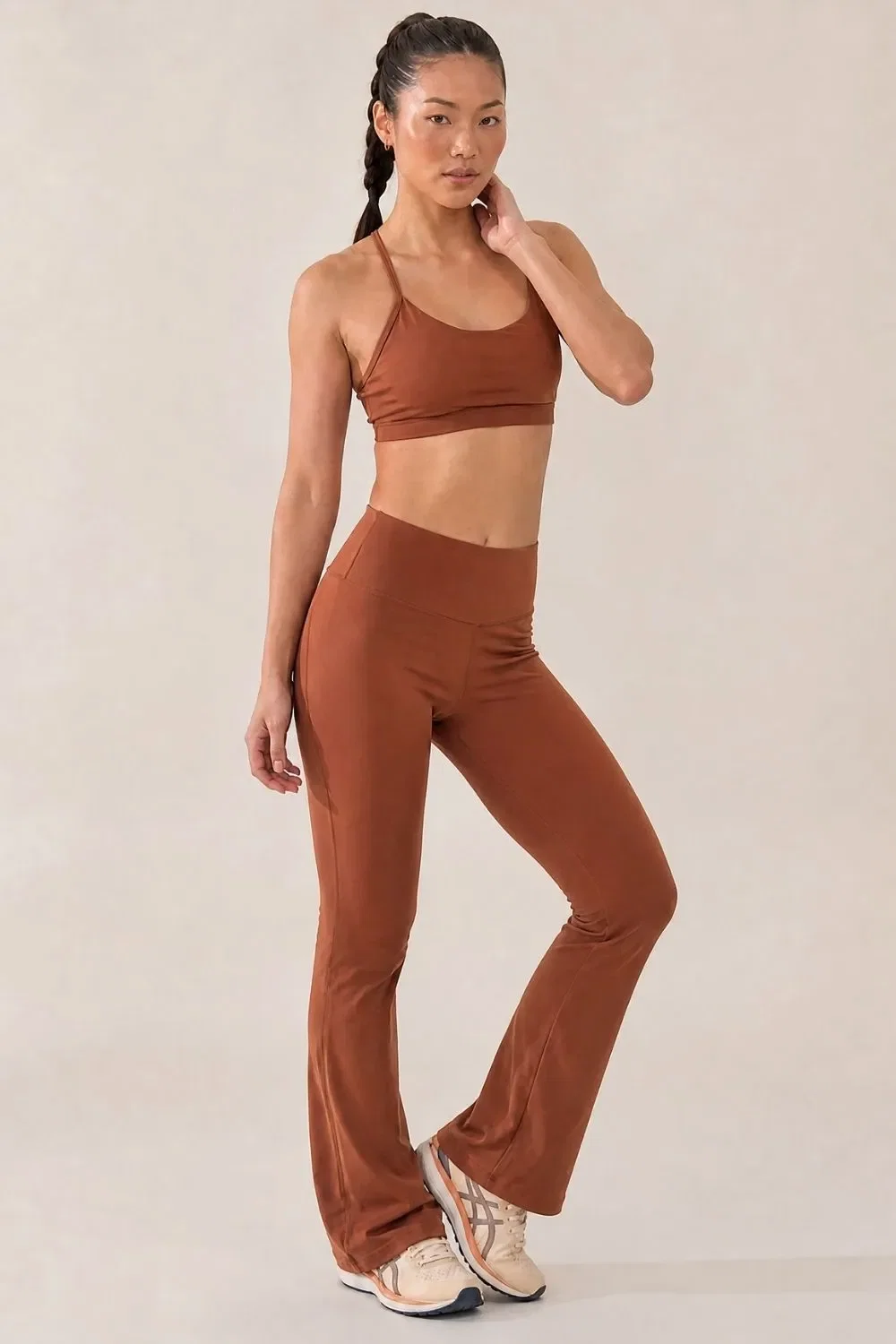 Calça Legging Fitness Flare Polo Wear Marrom Escuro