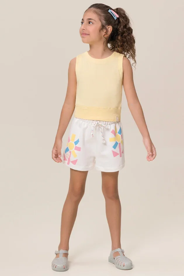 Conjunto Regata Meia Malha Shorts Moletom