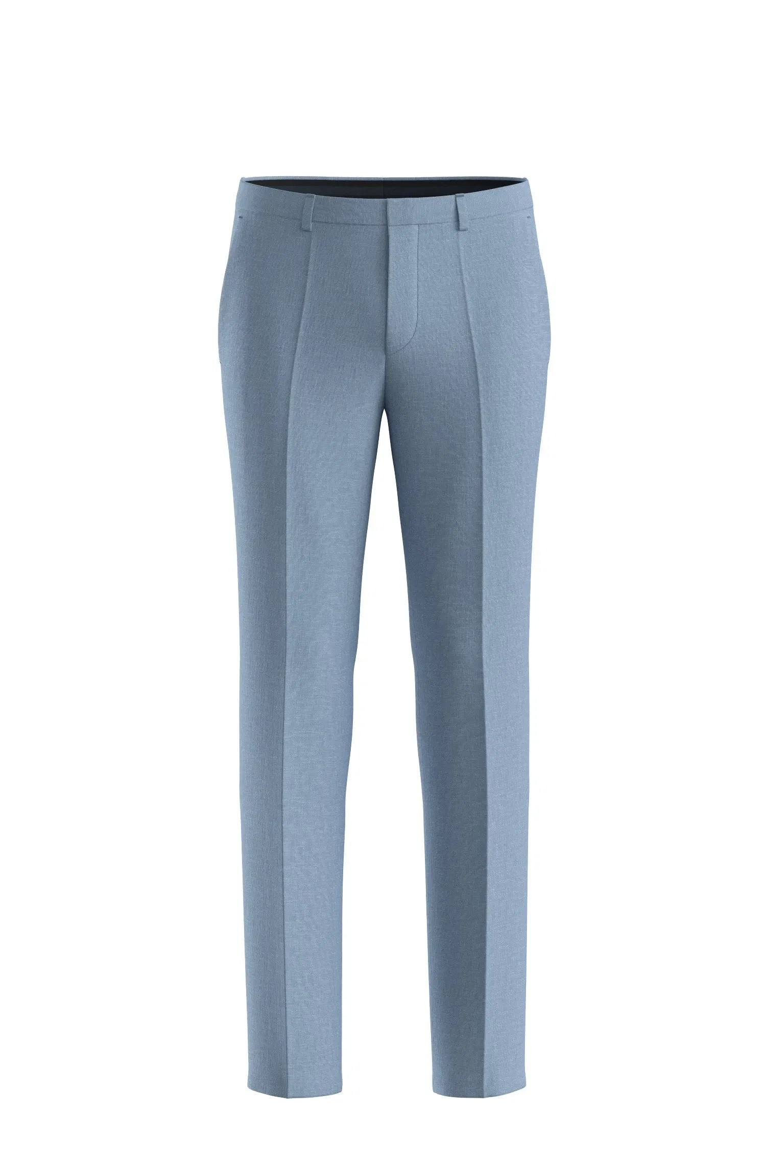 Calça De Algodão E Linho Regular Fit