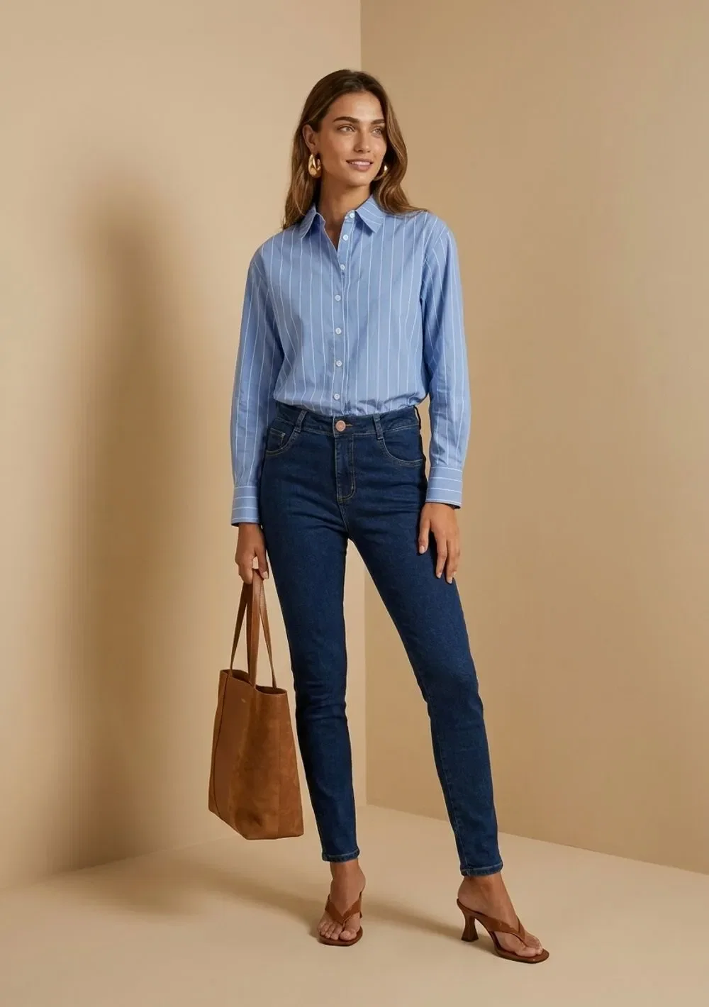 Calça Skinny Média Azul