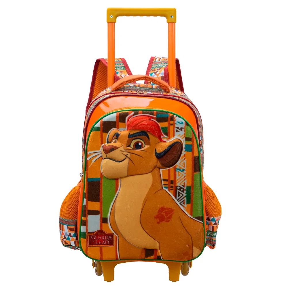 Mochila Escolar Masculina Disney A Guarda do Leão com Rodinha Amarela