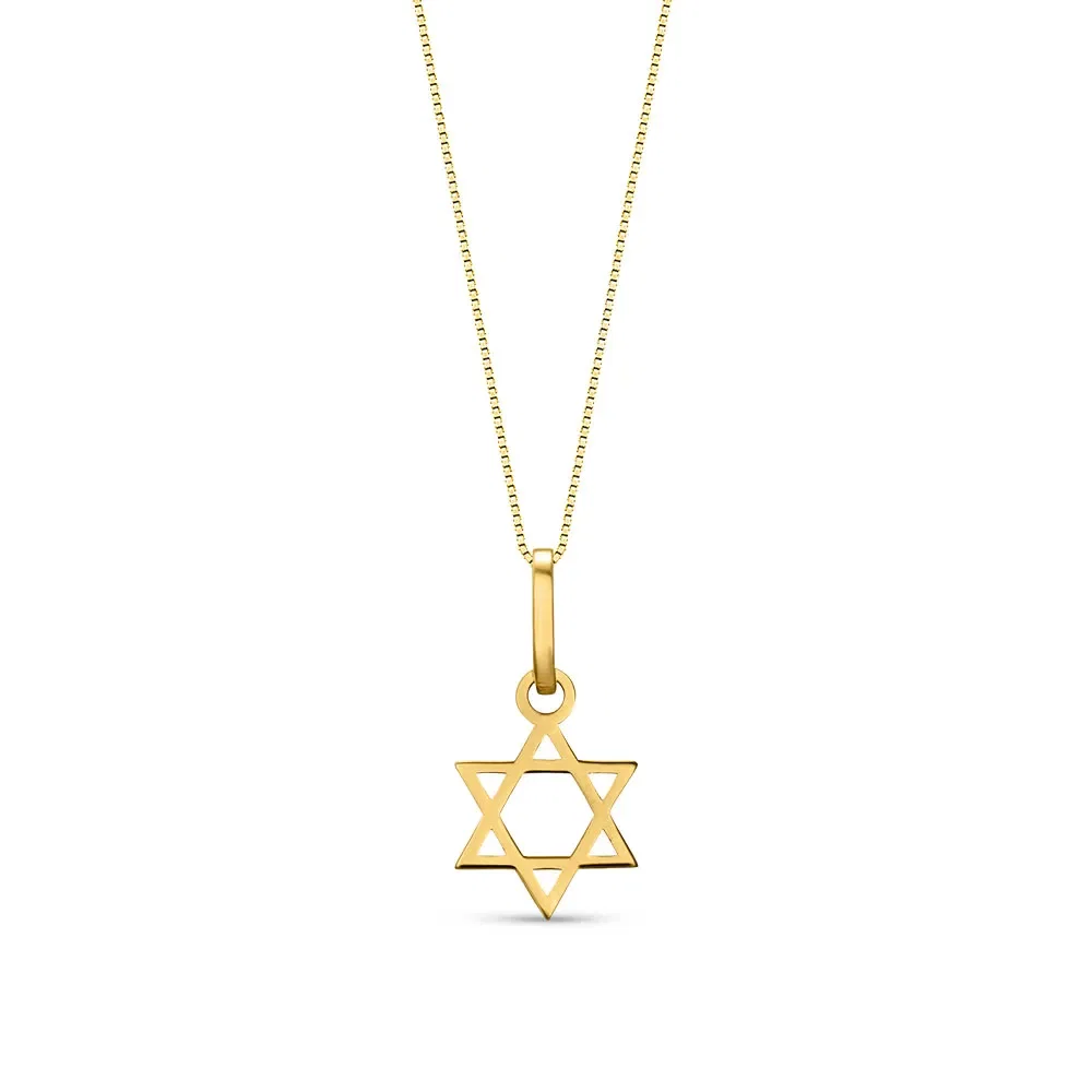 Pingente Medalha Estrela de Davi em Ouro Amarelo 18k, 13mm — imagem 1